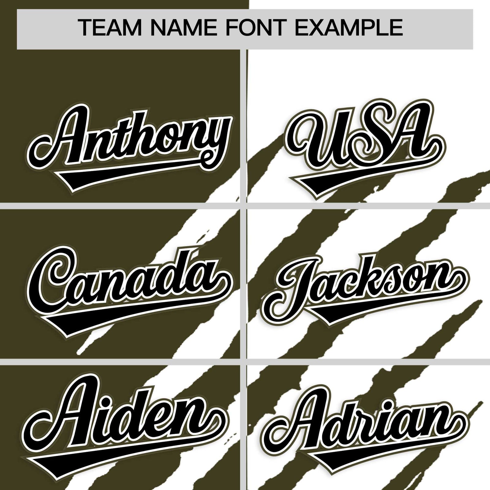 Custom Olive White Split Tiger Claw Scratch Pattern Baseball Jersey