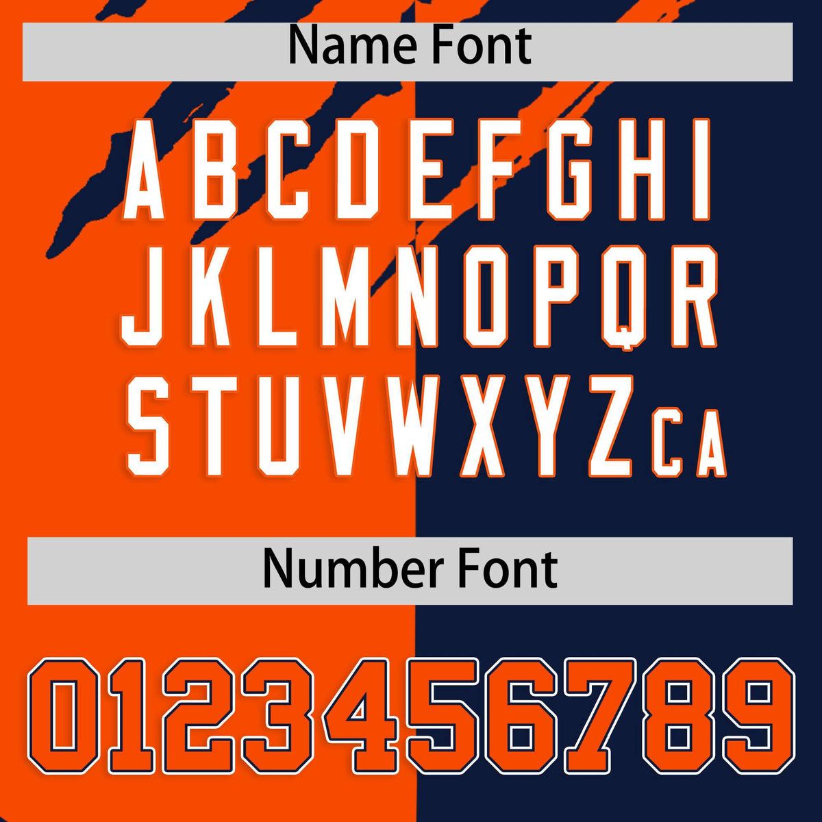 Custom Orange Navy Split Tiger Claw Scratch Pattern Baseball Jersey