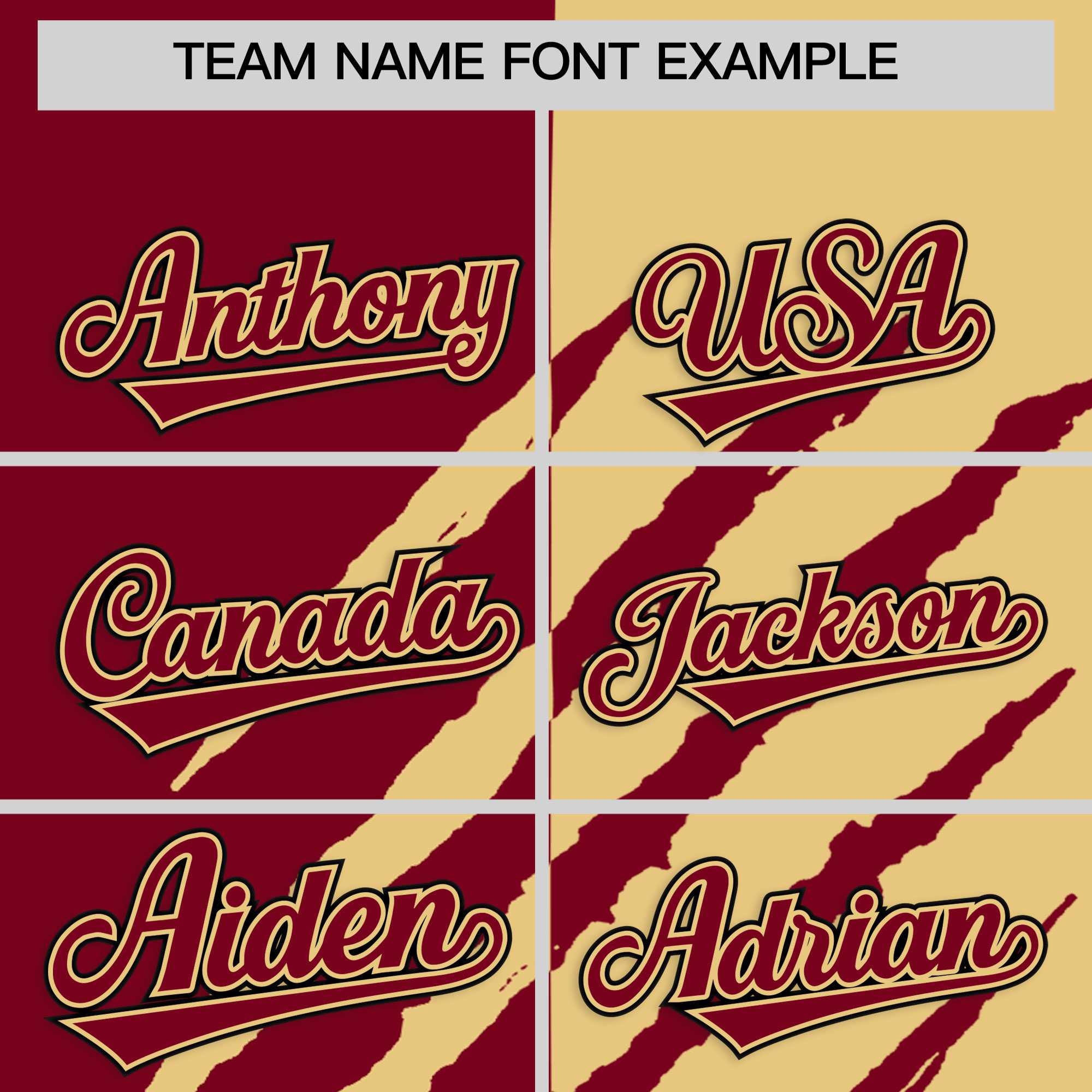 Custom Crimson Khaki Split Tiger Claw Scratch Pattern Baseball Jersey