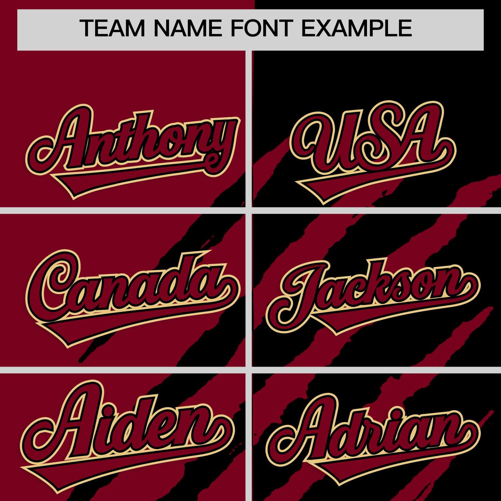 Custom Crimson Black Split Tiger Claw Scratch Pattern Baseball Jersey