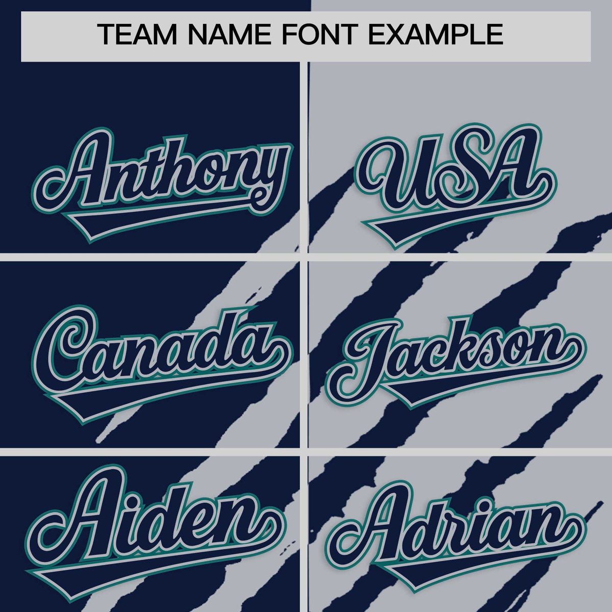 Custom Navy Gray Split Tiger Claw Scratch Pattern Baseball Jersey