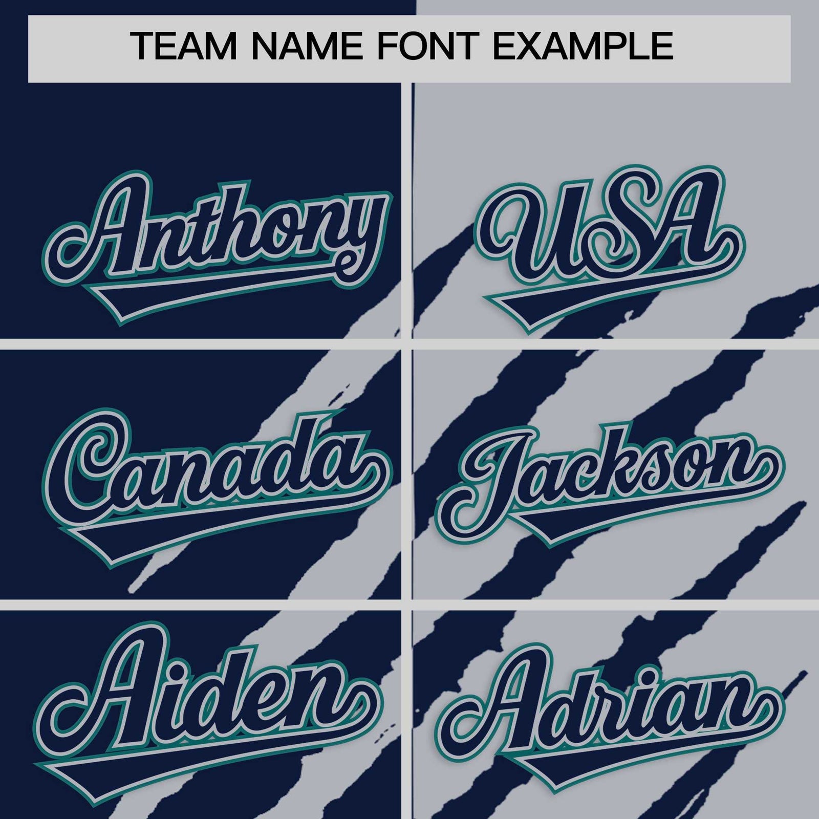 Custom Navy Gray Split Tiger Claw Scratch Pattern Baseball Jersey