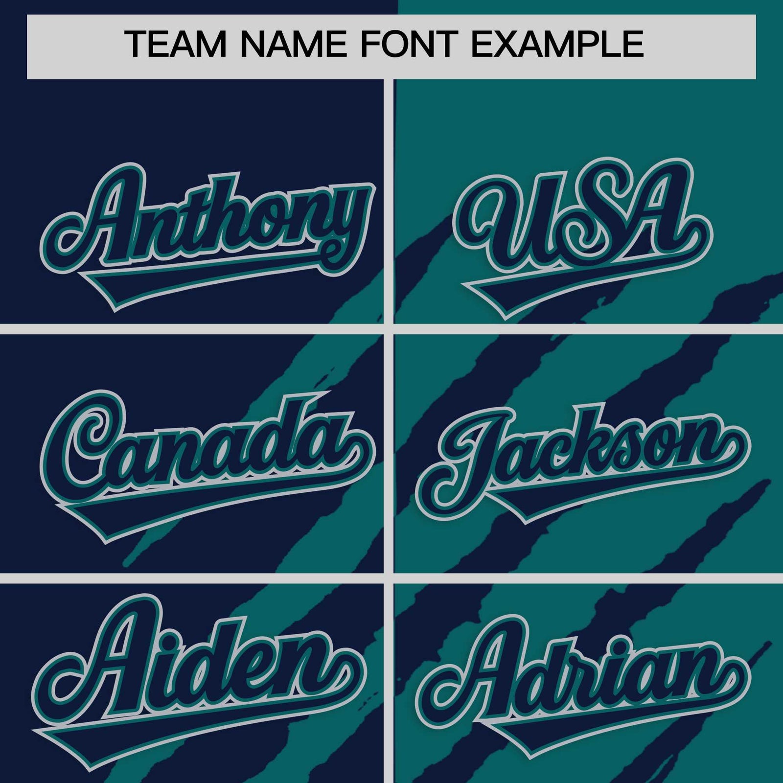 Custom Navy Teal Split Tiger Claw Scratch Pattern Baseball Jersey