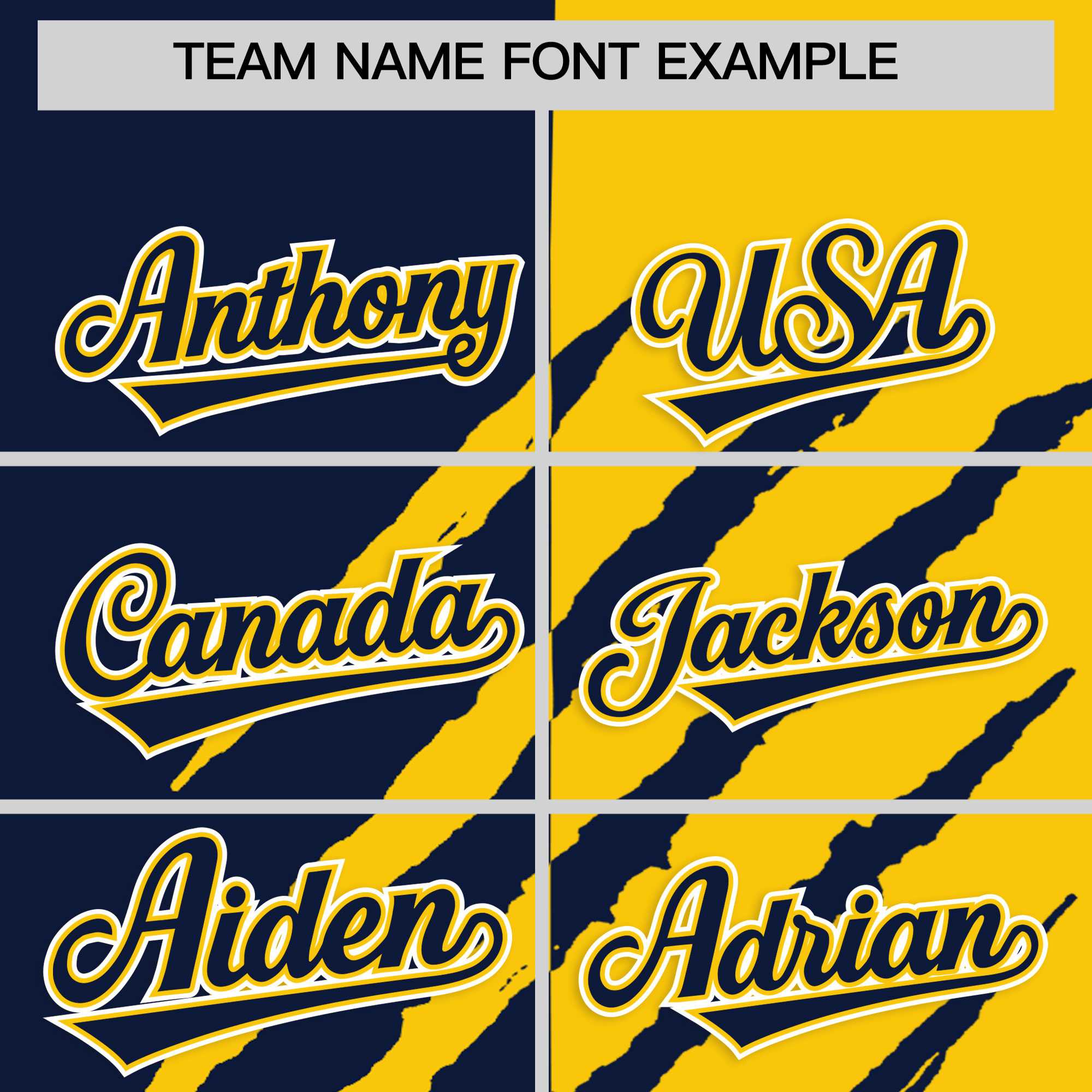 Custom Navy Gold Split Tiger Claw Scratch Pattern Baseball Jersey