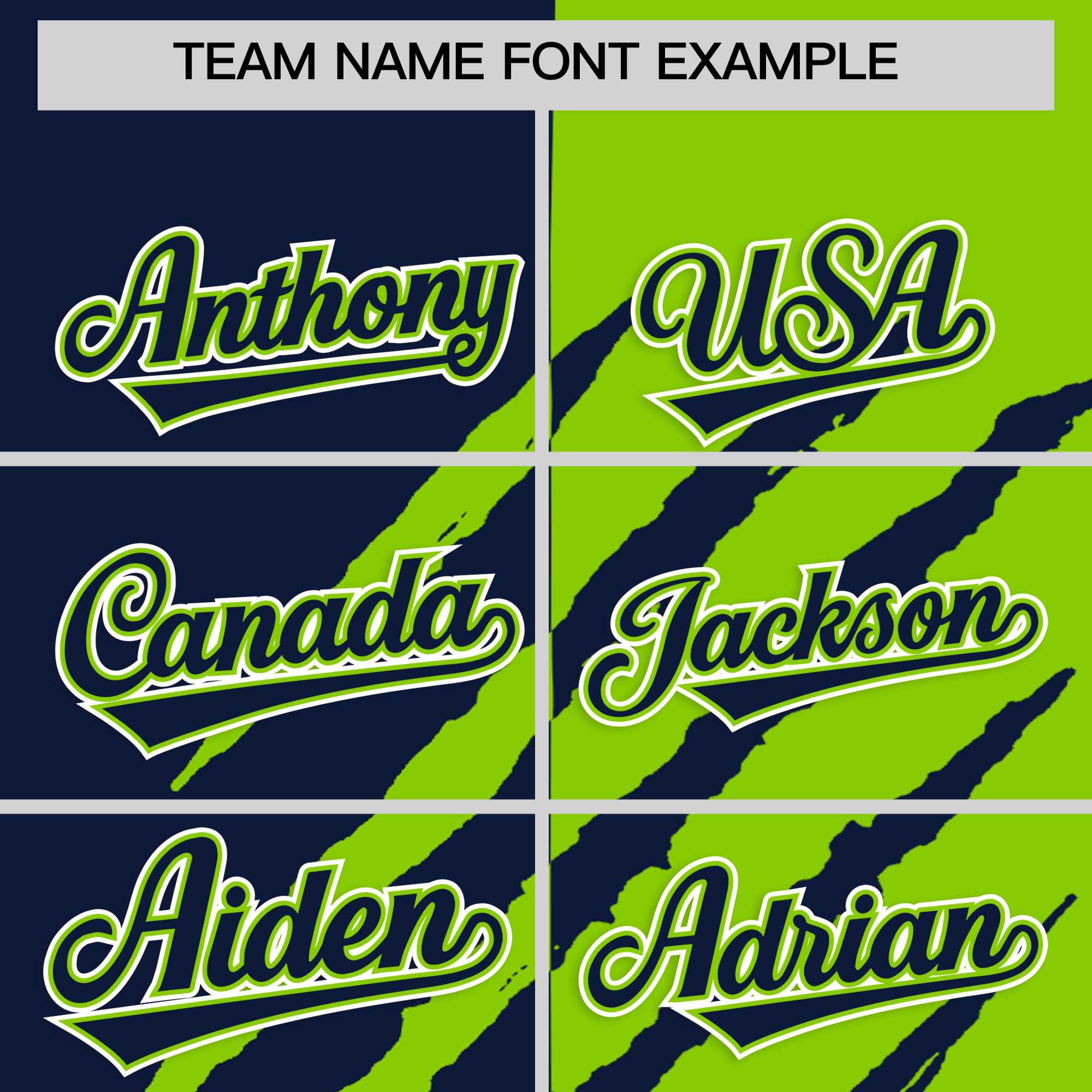 Custom Navy Neon Green Split Tiger Claw Scratch Pattern Baseball Jersey