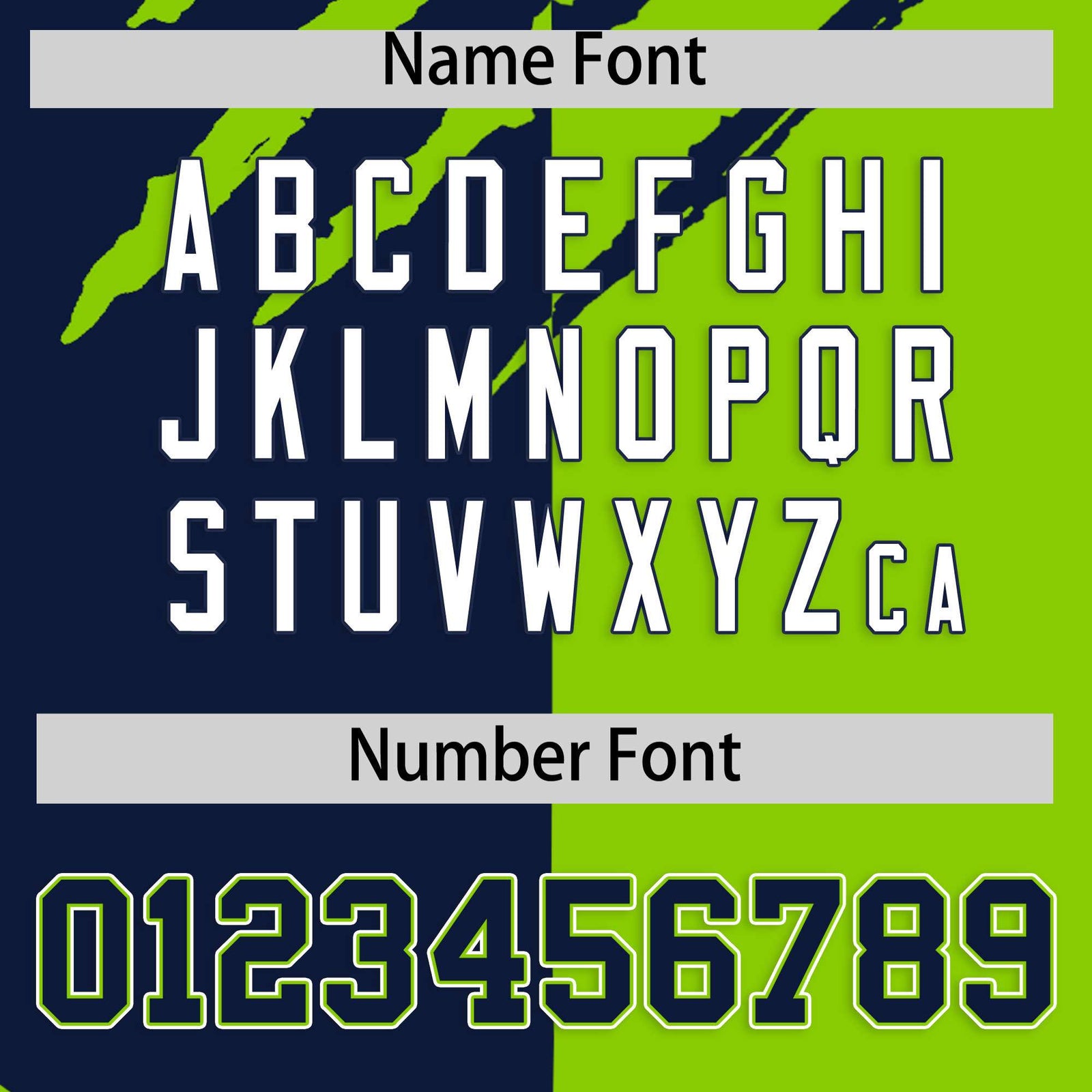 Custom Navy Neon Green Split Tiger Claw Scratch Pattern Baseball Jersey