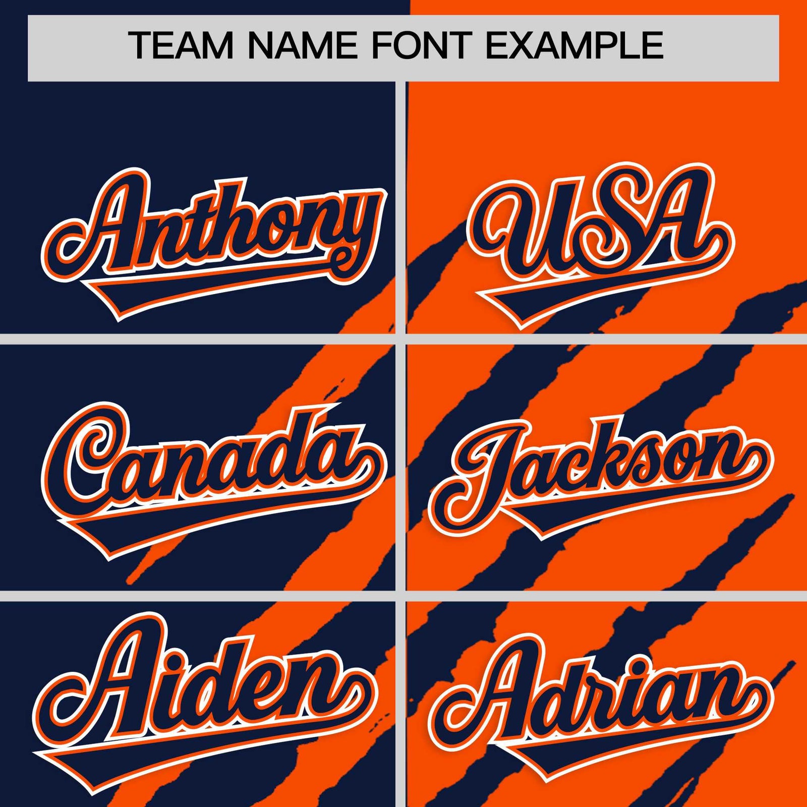 Custom Navy Orange Split Tiger Claw Scratch Pattern Baseball Jersey
