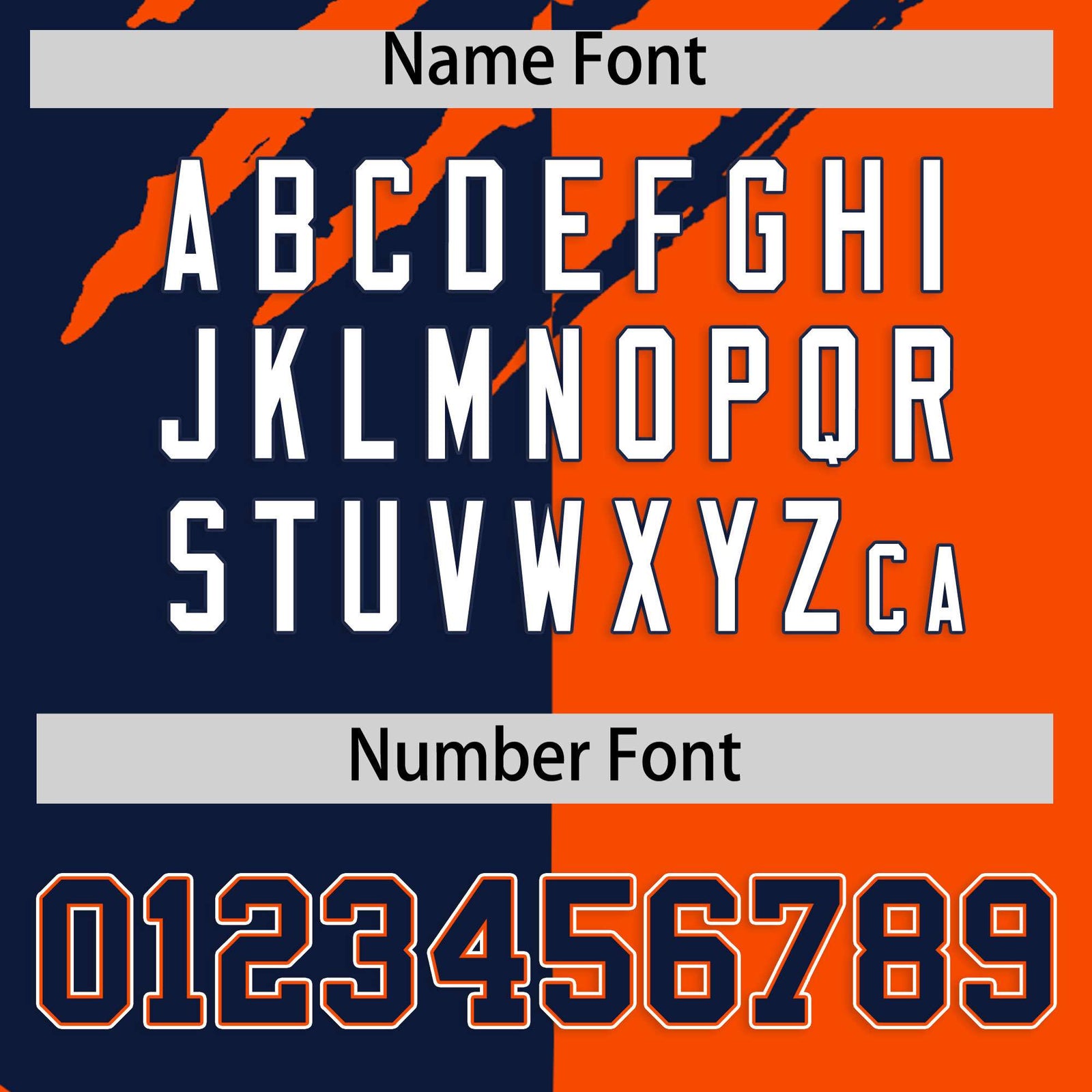 Custom Navy Orange Split Tiger Claw Scratch Pattern Baseball Jersey