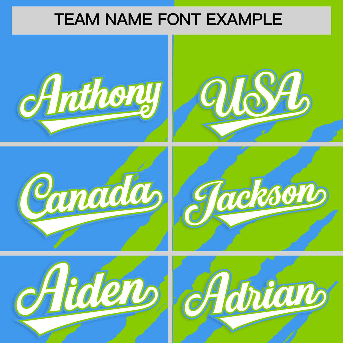 Custom Powder Blue Neon Green Split Tiger Claw Scratch Pattern Baseball Jersey