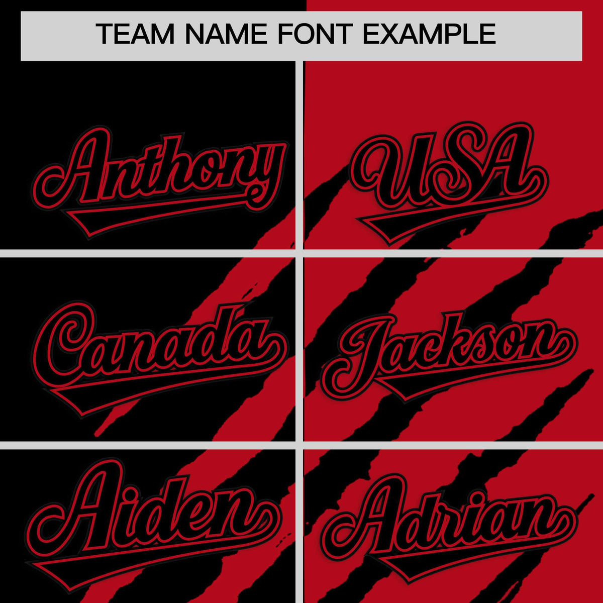 Custom Black Red Split Tiger Claw Scratch Pattern Baseball Jersey