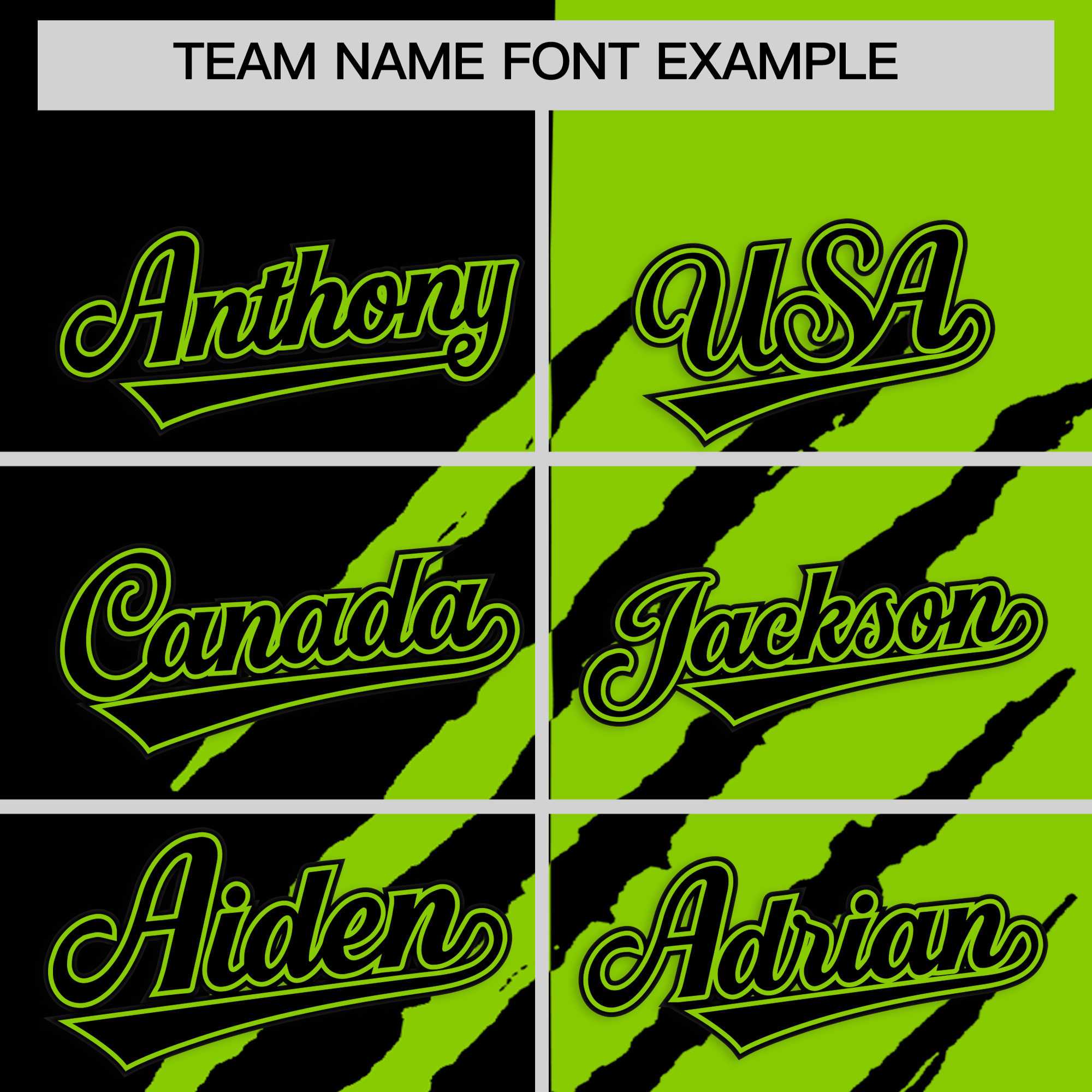 Custom Black Neon Green Split Tiger Claw Scratch Pattern Baseball Jersey