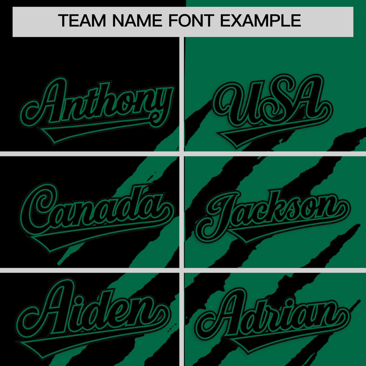 Custom Black Kelly Green Split Tiger Claw Scratch Pattern Baseball Jersey