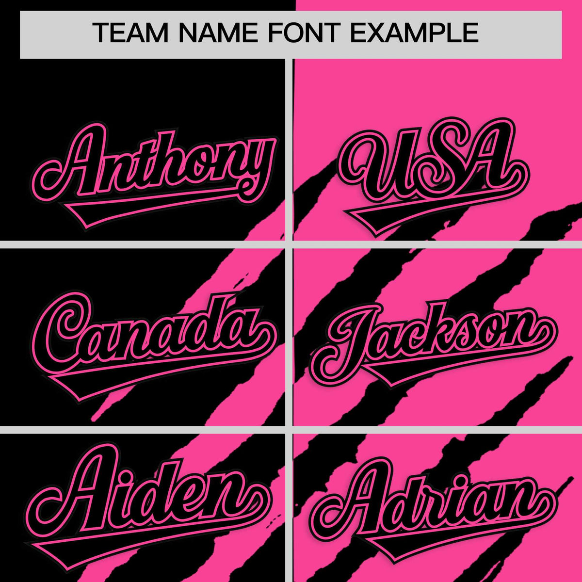 Custom Black Pink Split Tiger Claw Scratch Pattern Baseball Jersey