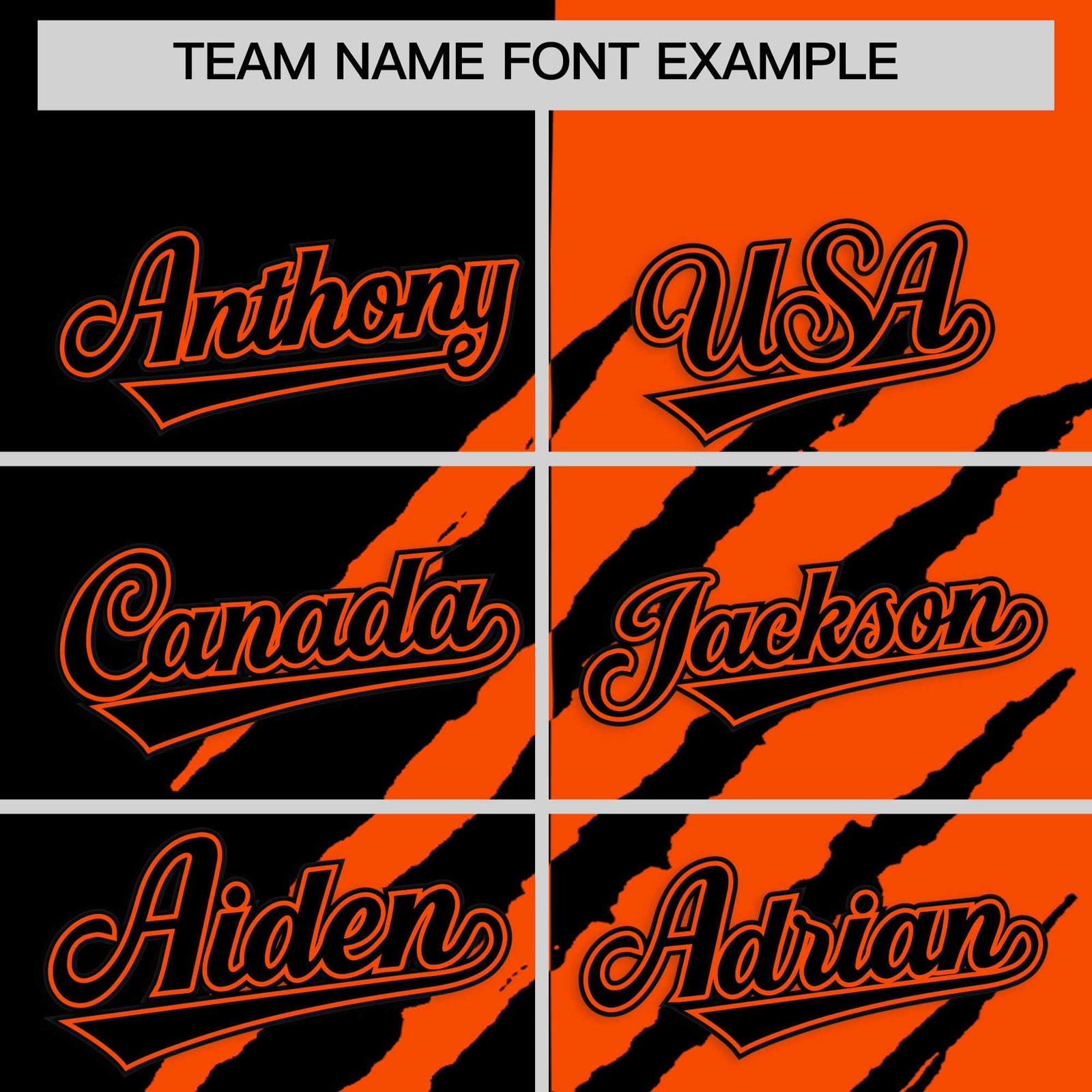 Custom Black Orange Split Tiger Claw Scratch Pattern Baseball Jersey