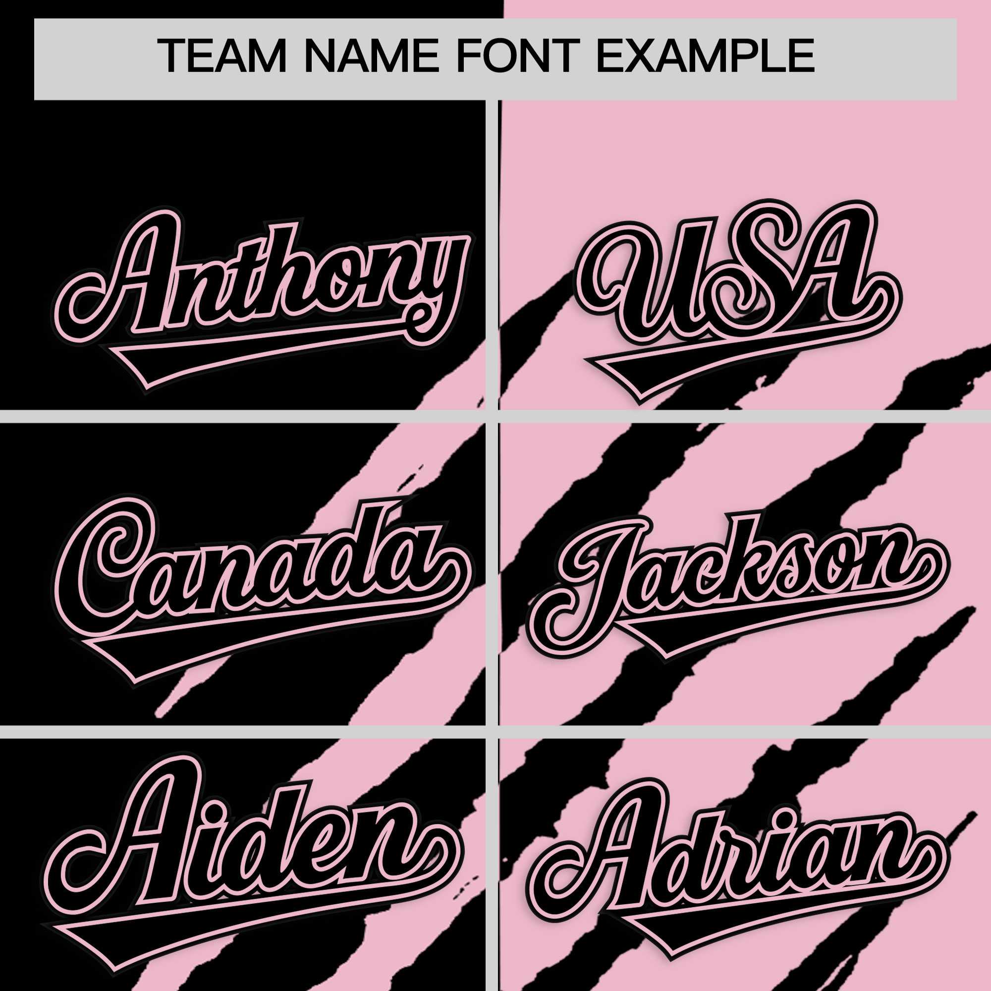 Custom Black Light Pink Split Tiger Claw Scratch Pattern Baseball Jersey