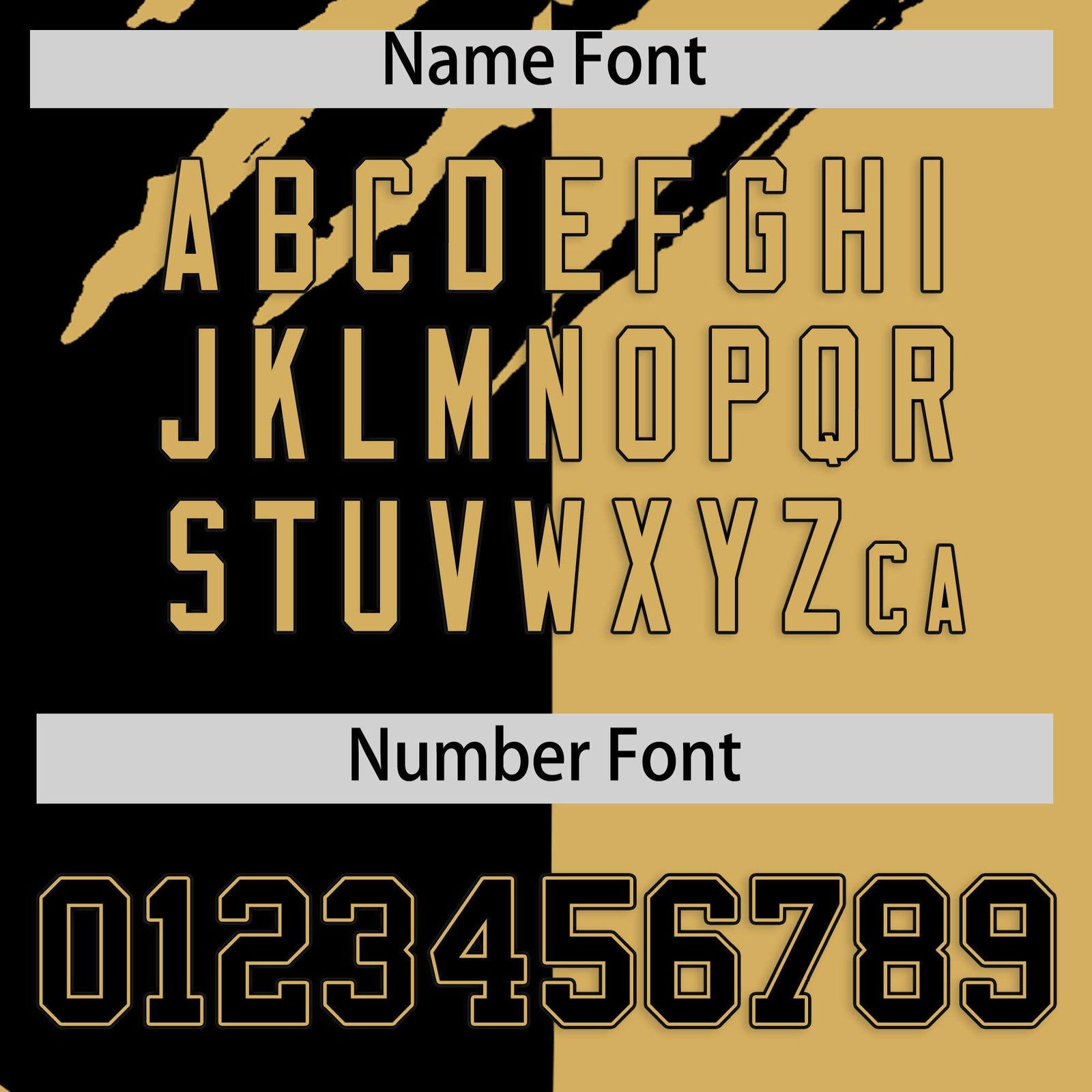 Custom Black Old Gold Split Tiger Claw Scratch Pattern Baseball Jersey