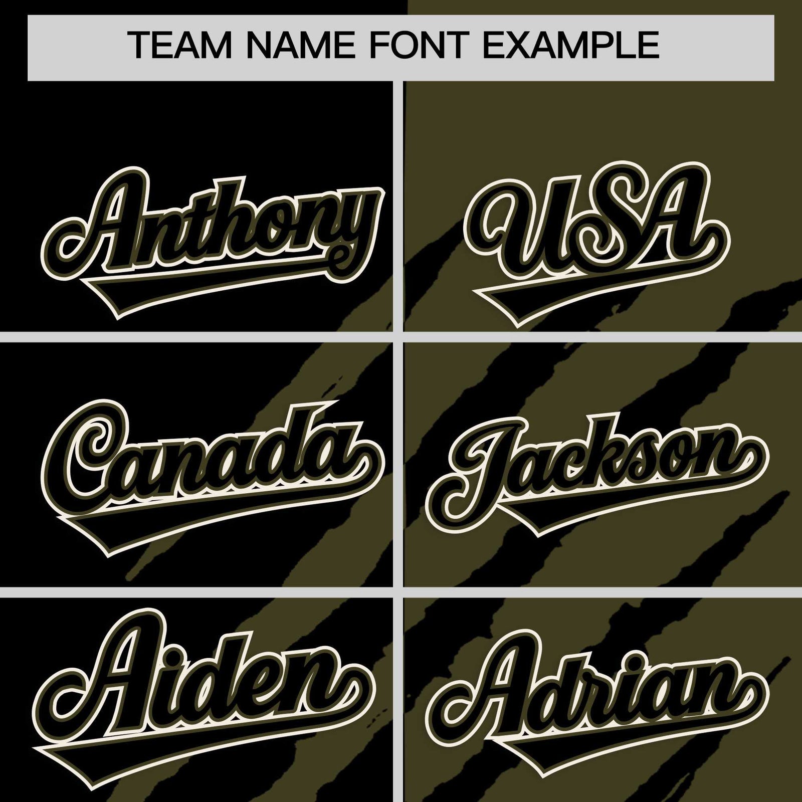 Custom Black Olive Split Tiger Claw Scratch Pattern Baseball Jersey