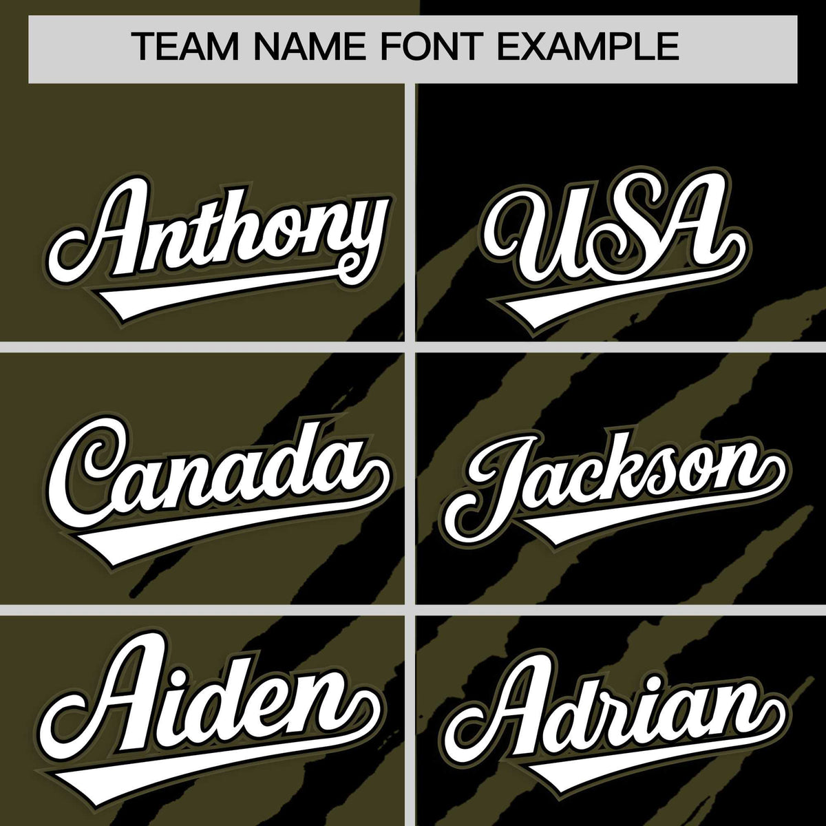 Custom Olive Black Split Tiger Claw Scratch Pattern Baseball Jersey