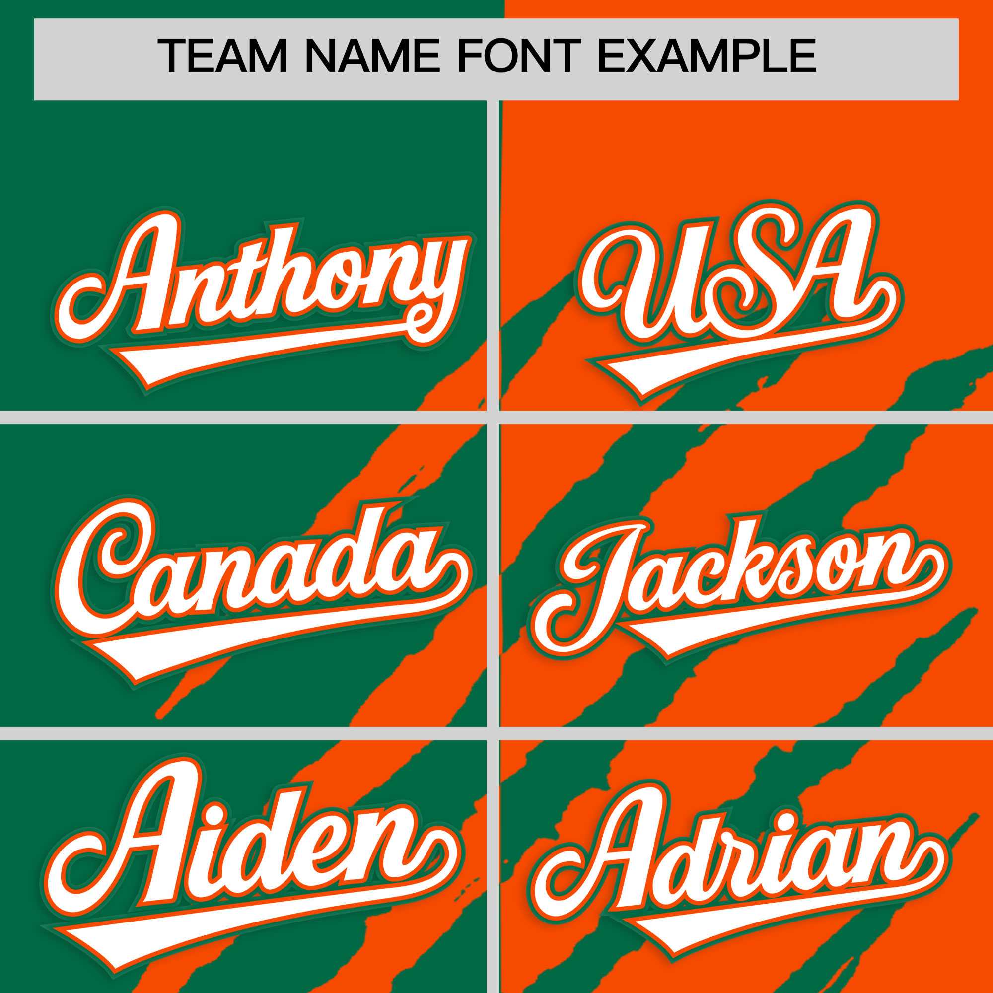 Custom Kelly Green Orange Split Tiger Claw Scratch Pattern Baseball Jersey