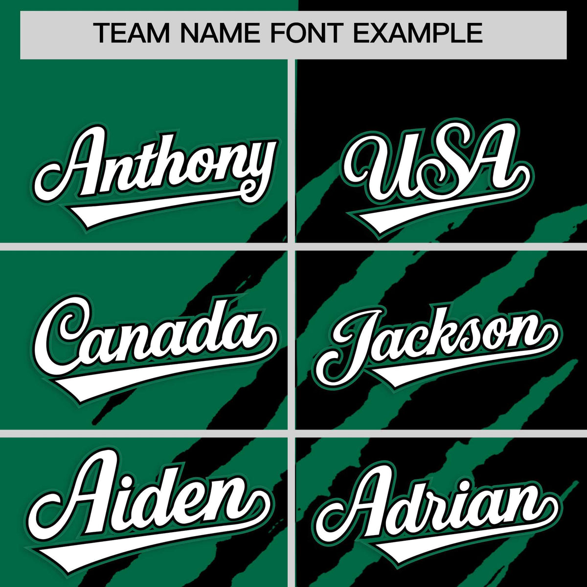 Custom Kelly Green Black Split Tiger Claw Scratch Pattern Baseball Jersey