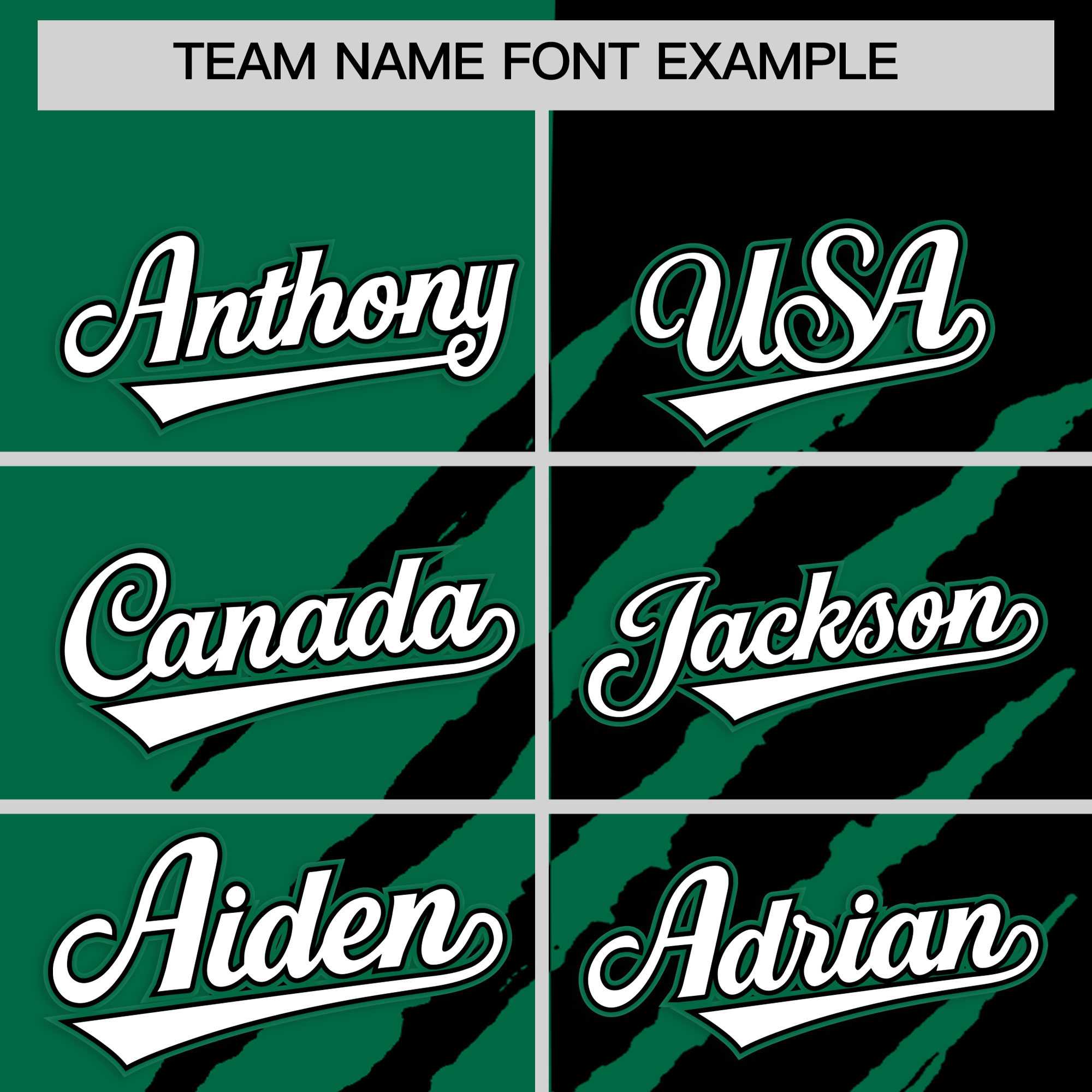 Custom Kelly Green Black Split Tiger Claw Scratch Pattern Baseball Jersey