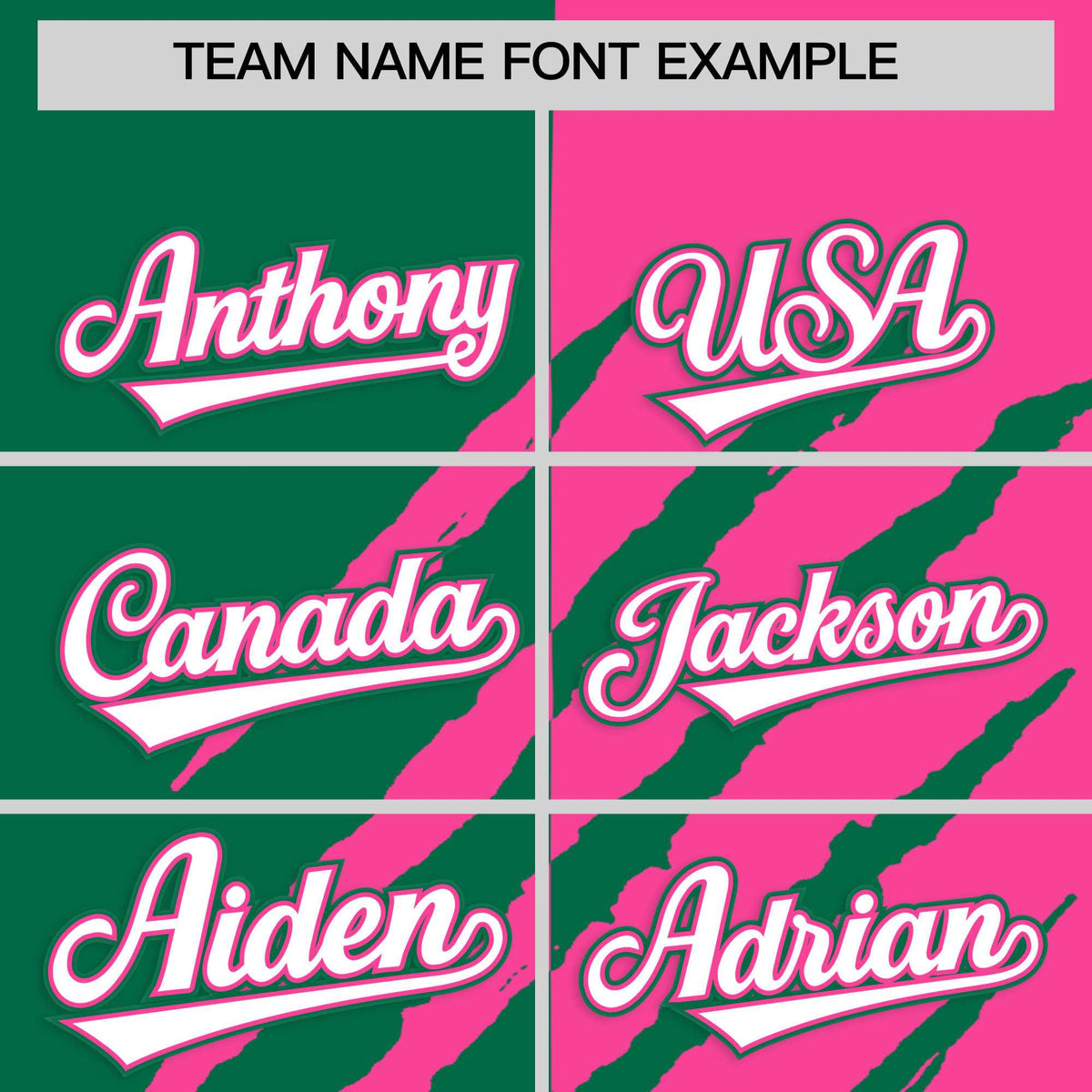 Custom Kelly Green Pink Split Tiger Claw Scratch Pattern Baseball Jersey