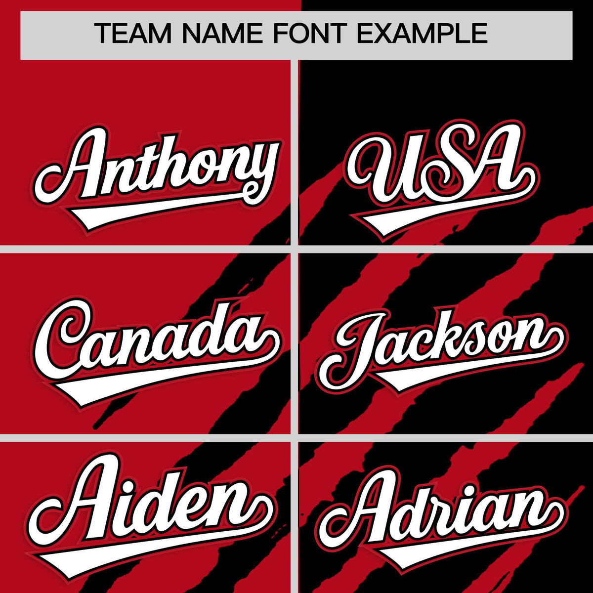 Custom Red Black Split Tiger Claw Scratch Pattern Baseball Jersey