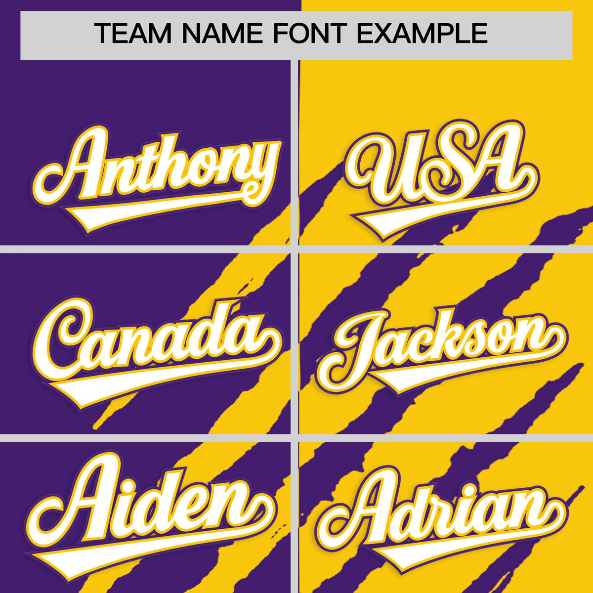 Custom Purple Gold Split Tiger Claw Scratch Pattern Baseball Jersey