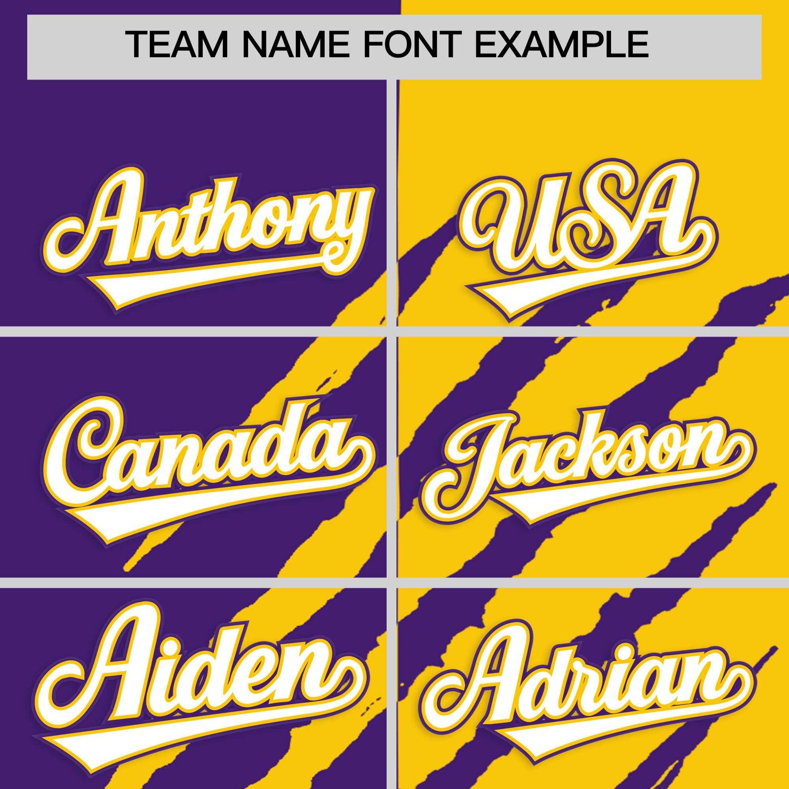 Custom Purple Gold Split Tiger Claw Scratch Pattern Baseball Jersey