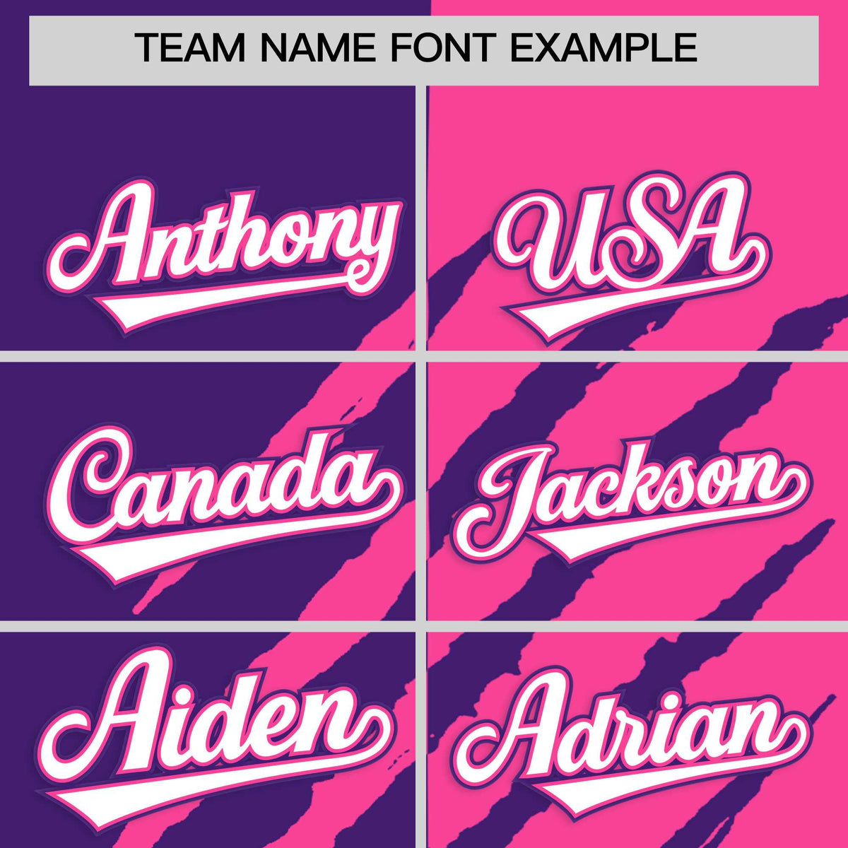 Custom Purple Pink Split Tiger Claw Scratch Pattern Baseball Jersey