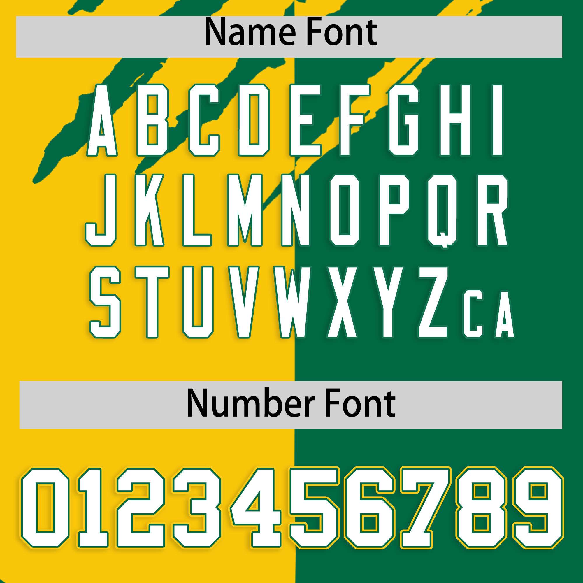 Custom Gold Kelly Green Split Tiger Claw Scratch Pattern Baseball Jersey