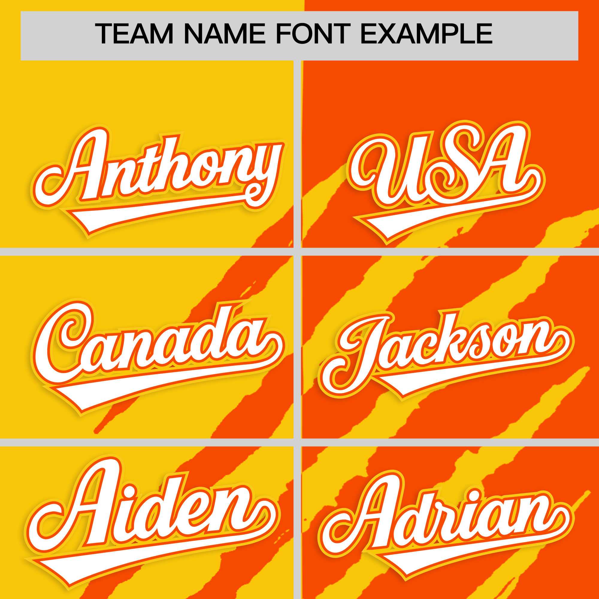 Custom Gold Orange Split Tiger Claw Scratch Pattern Baseball Jersey