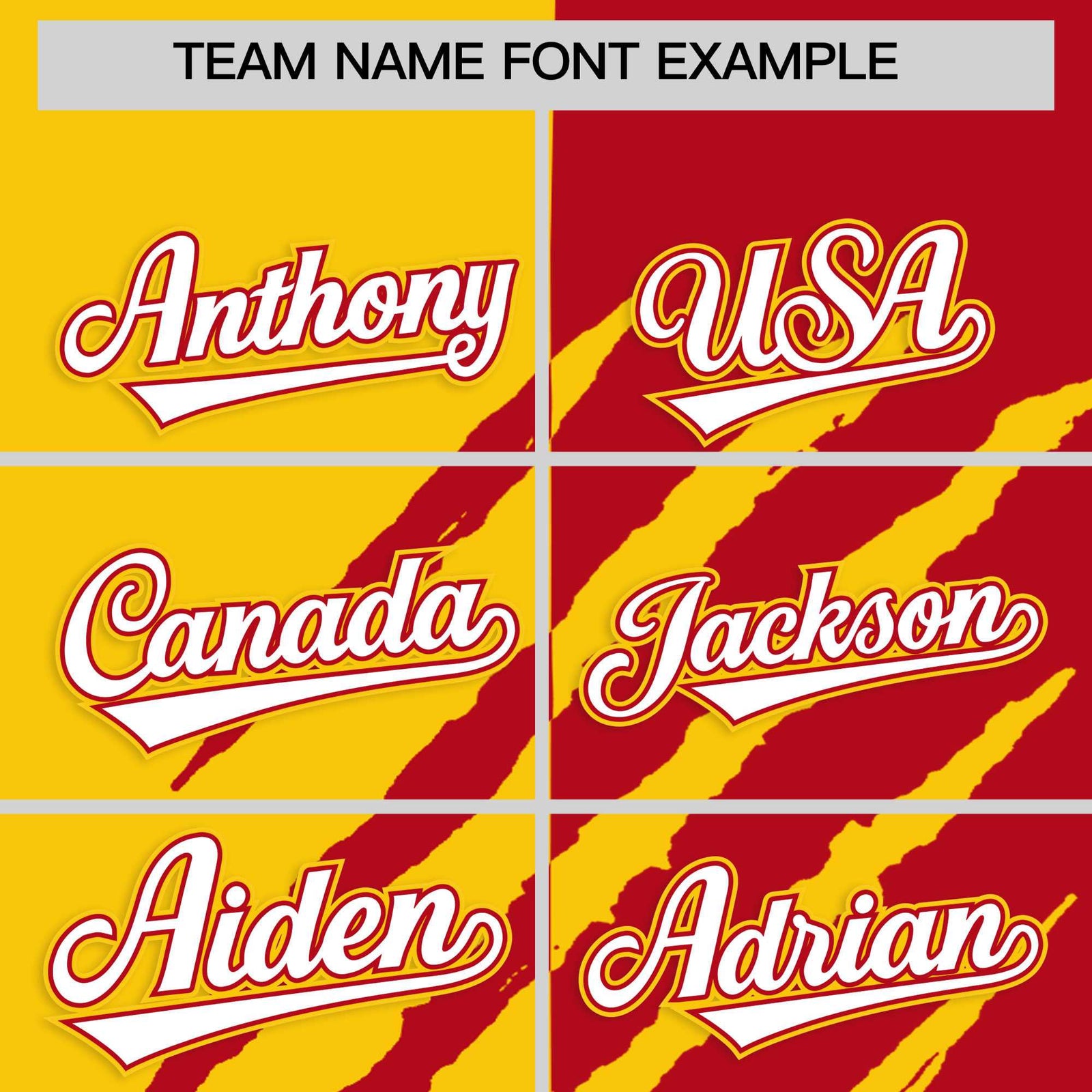 Custom Gold Red Split Tiger Claw Scratch Pattern Baseball Jersey