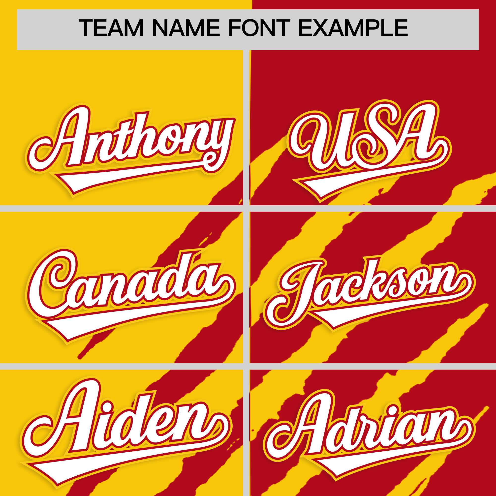 Custom Gold Red Split Tiger Claw Scratch Pattern Baseball Jersey