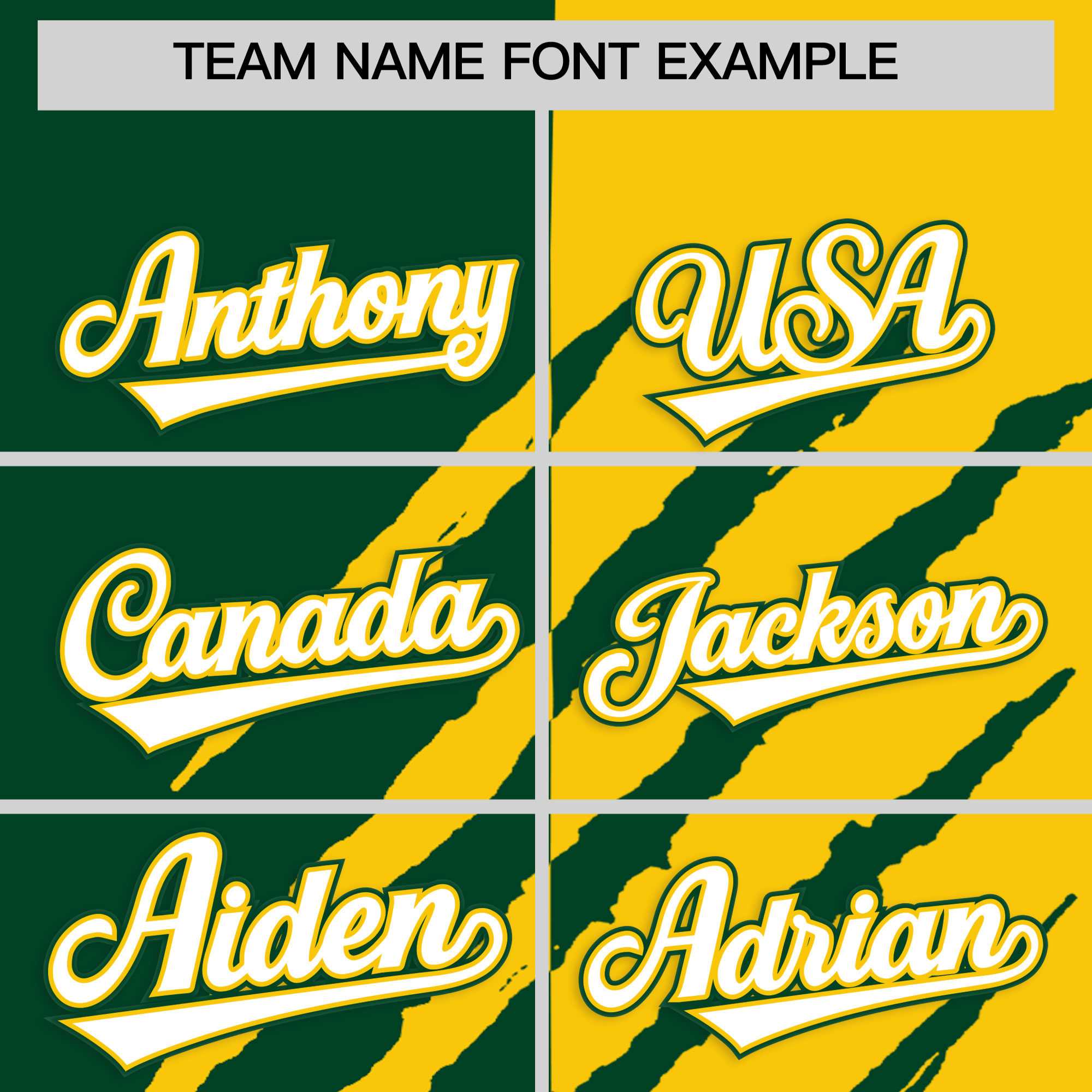 Custom Green Gold Split Tiger Claw Scratch Pattern Baseball Jersey