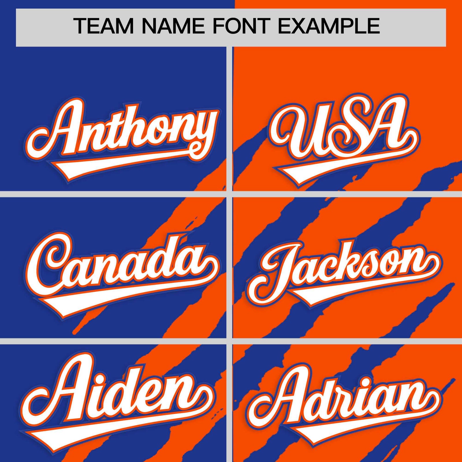 Custom Royal Blue Orange Split Tiger Claw Scratch Pattern Baseball Jersey