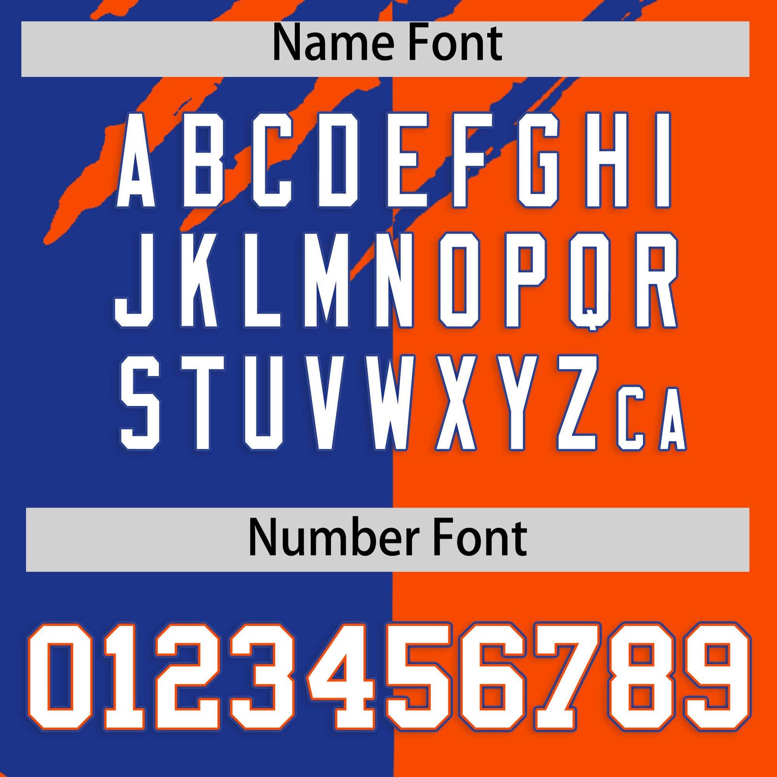 Custom Royal Blue Orange Split Tiger Claw Scratch Pattern Baseball Jersey