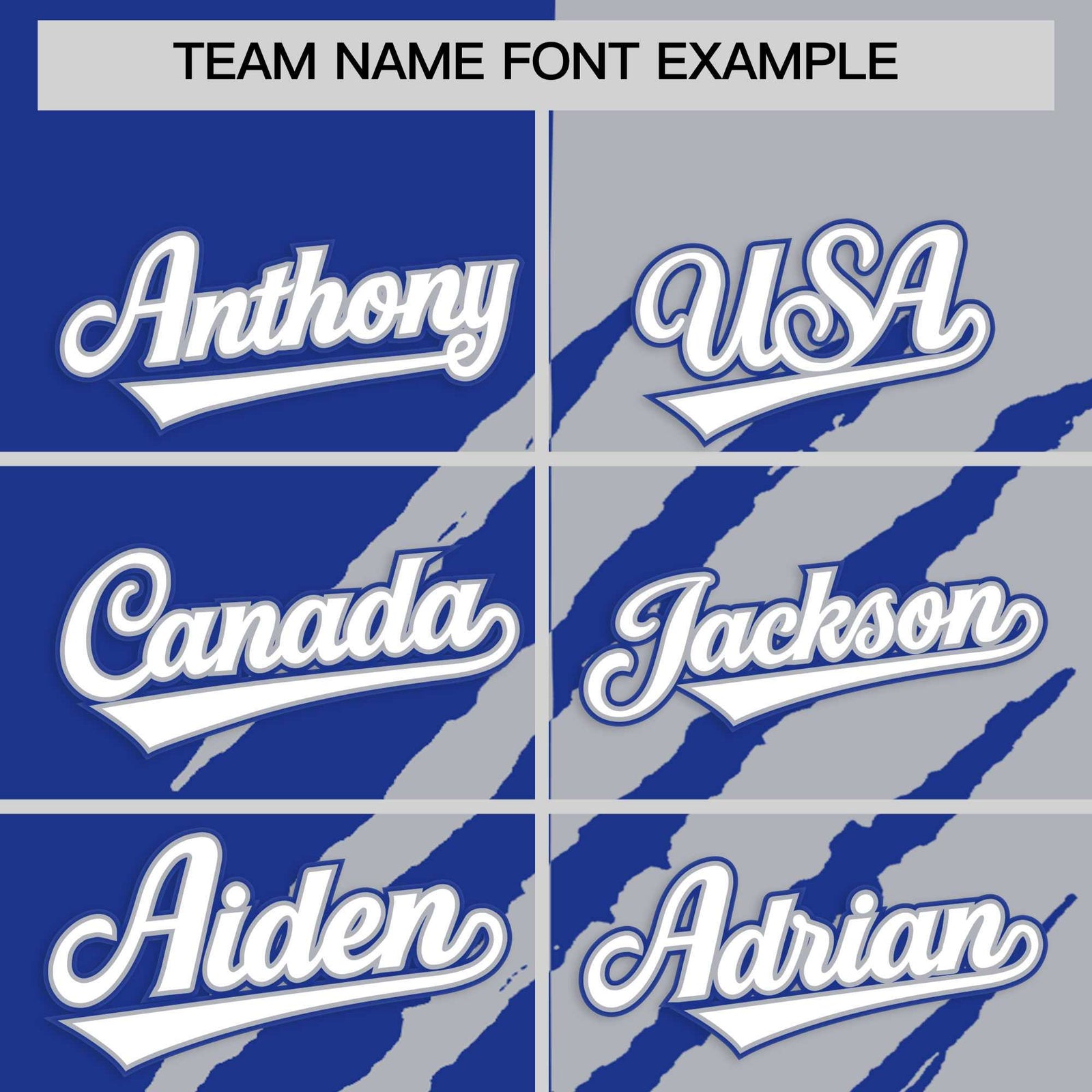 Custom Royal Blue Gray Split Tiger Claw Scratch Pattern Baseball Jersey