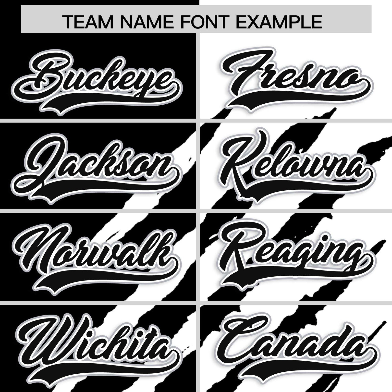 Custom Black White Split Tiger Claw Scratch Pattern Baseball Jersey