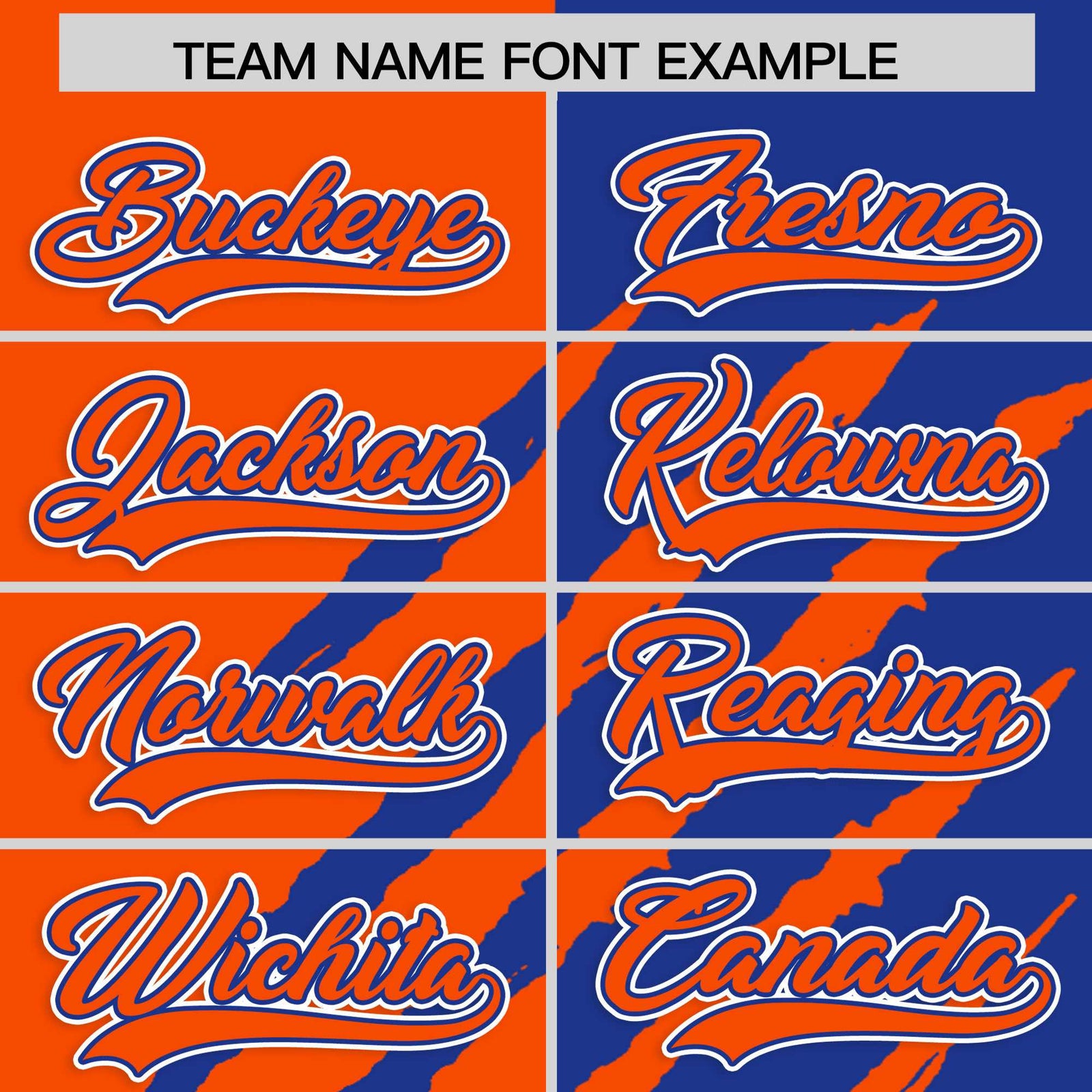 Custom Orange Royal Blue Split Tiger Claw Scratch Pattern Baseball Jersey