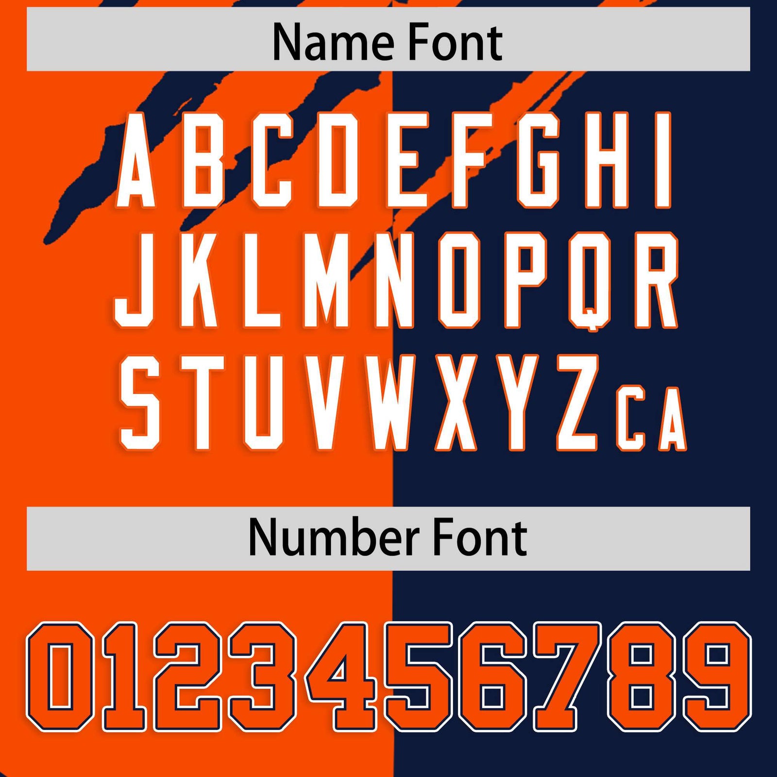 Custom Orange Navy Split Tiger Claw Scratch Pattern Baseball Jersey