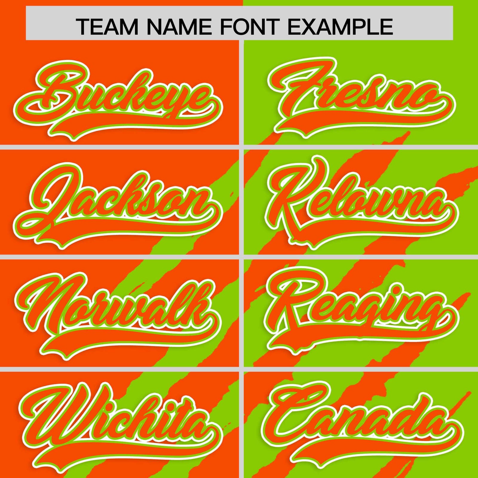 Custom Orange Neon Green Split Tiger Claw Scratch Pattern Baseball Jersey