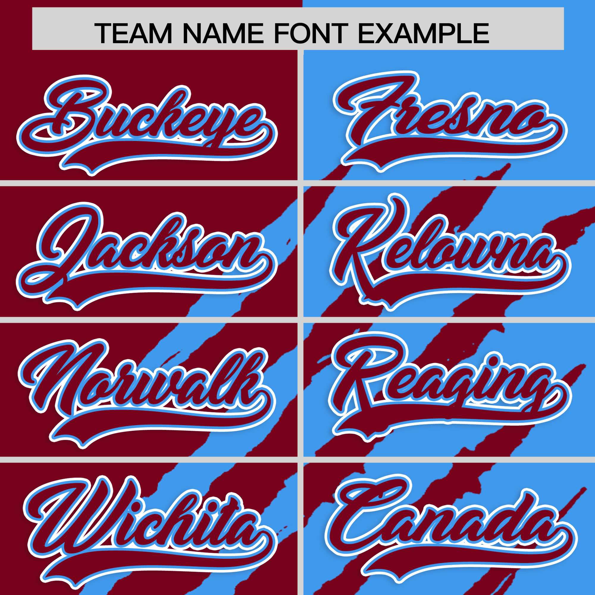 Custom Crimson Powder Blue Split Tiger Claw Scratch Pattern Baseball Jersey