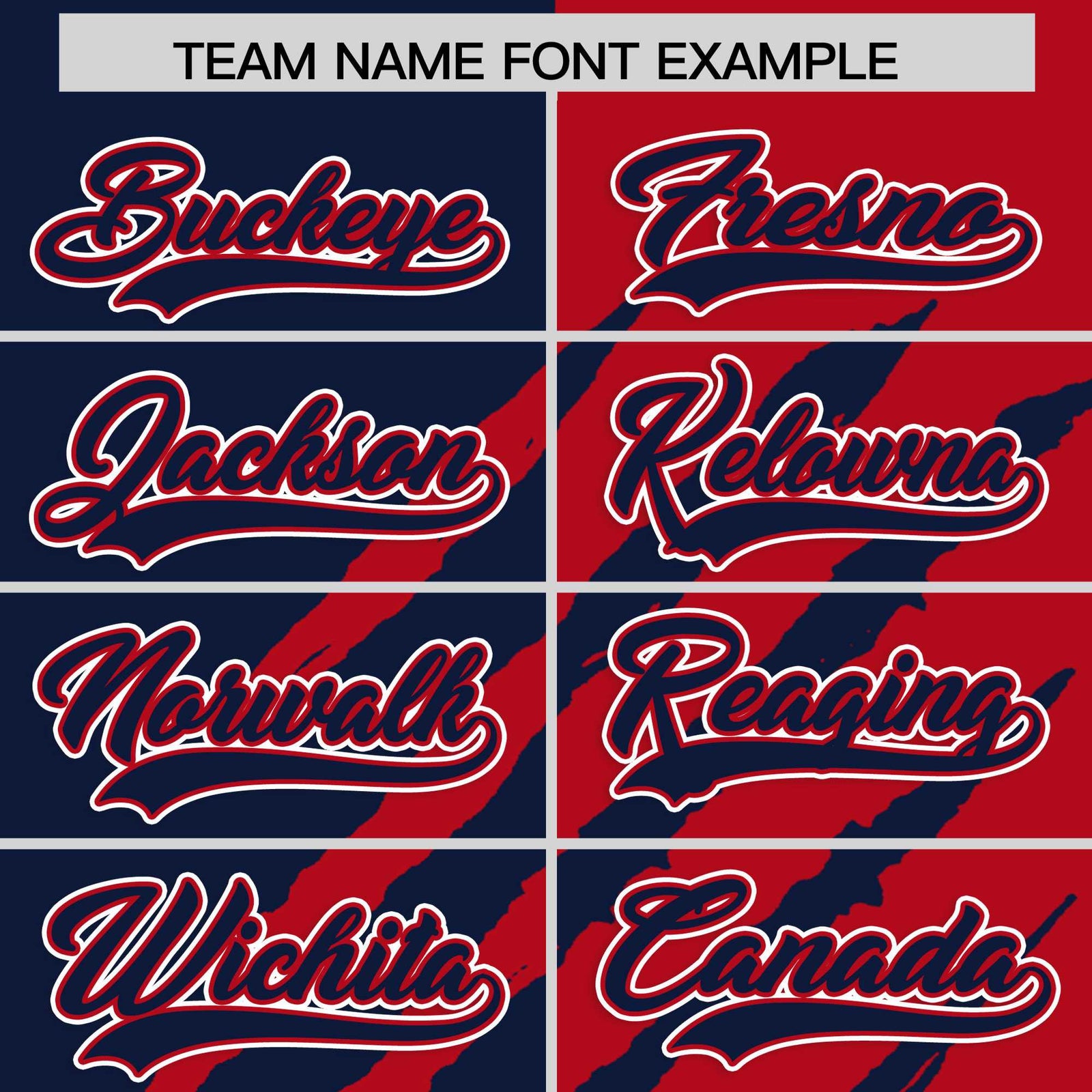 Custom Navy Red Split Tiger Claw Scratch Pattern Baseball Jersey