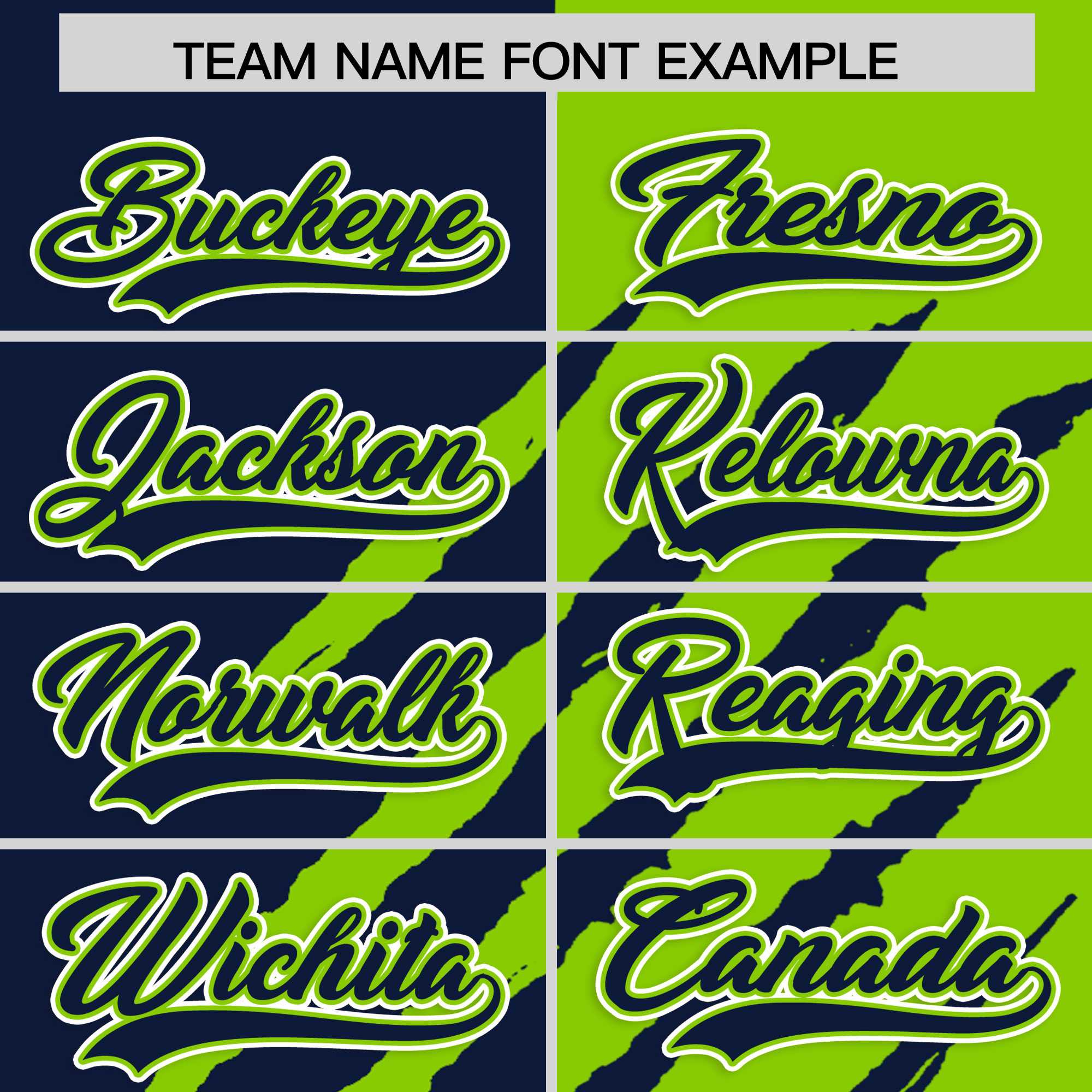 Custom Navy Neon Green Split Tiger Claw Scratch Pattern Baseball Jersey