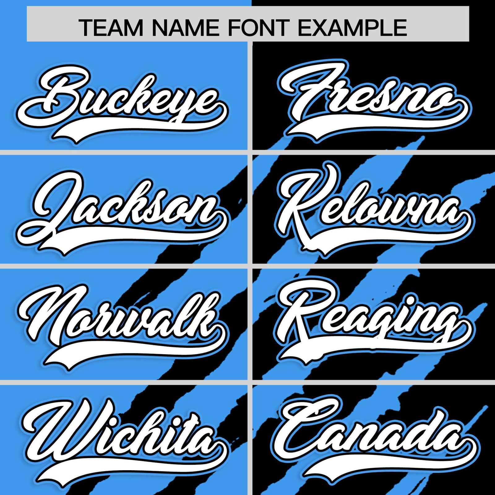 Custom Powder Blue Black Split Tiger Claw Scratch Pattern Baseball Jersey