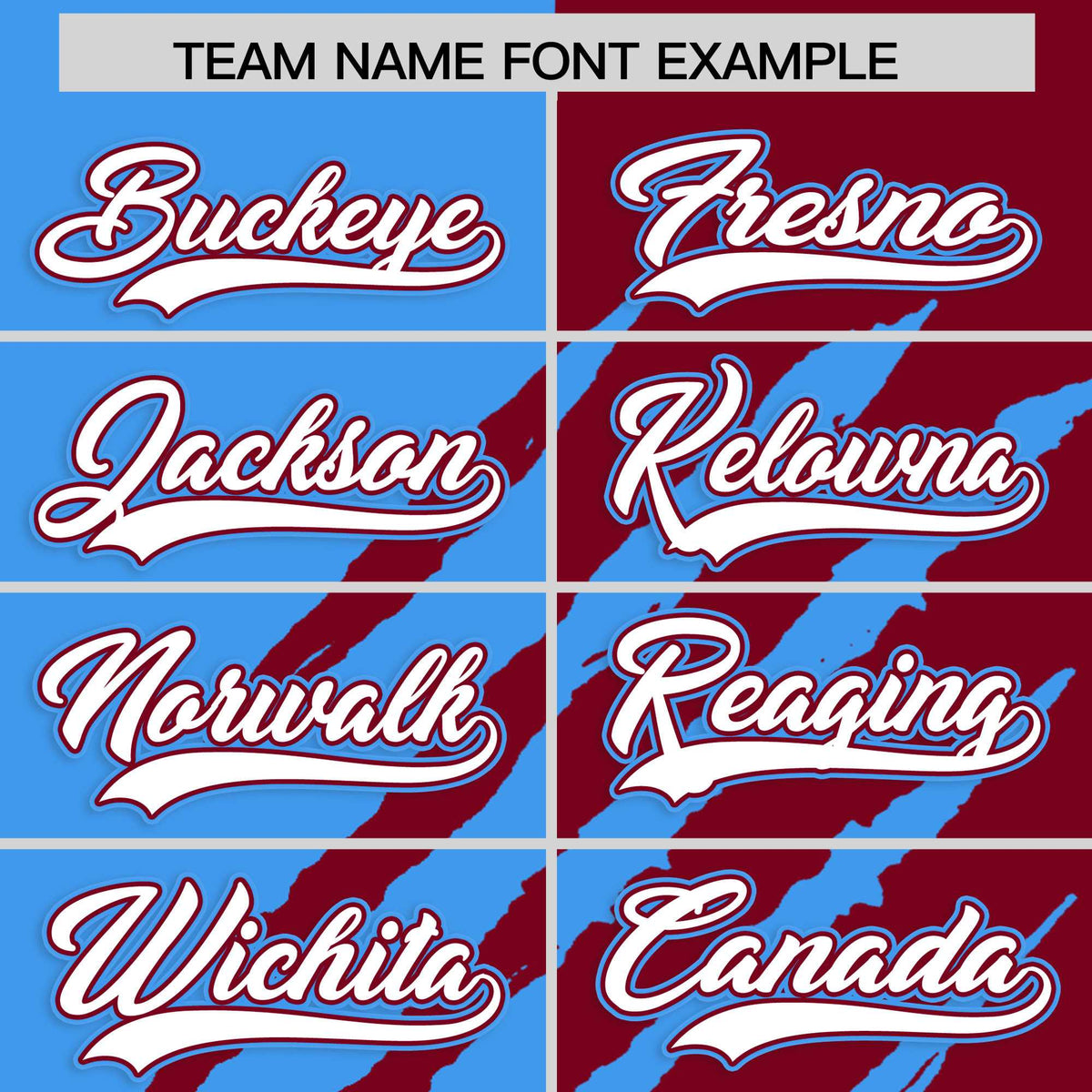 Custom Powder Blue Crimson Split Tiger Claw Scratch Pattern Baseball Jersey