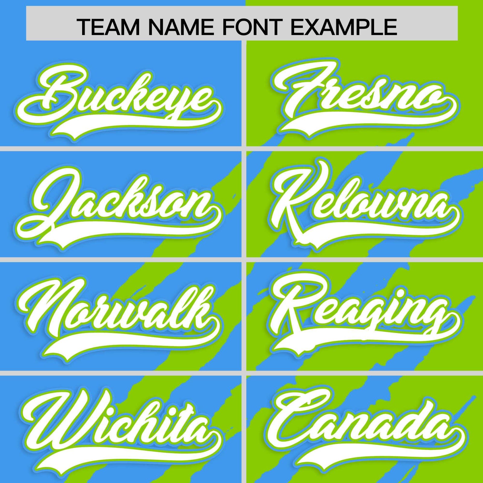 Custom Powder Blue Neon Green Split Tiger Claw Scratch Pattern Baseball Jersey