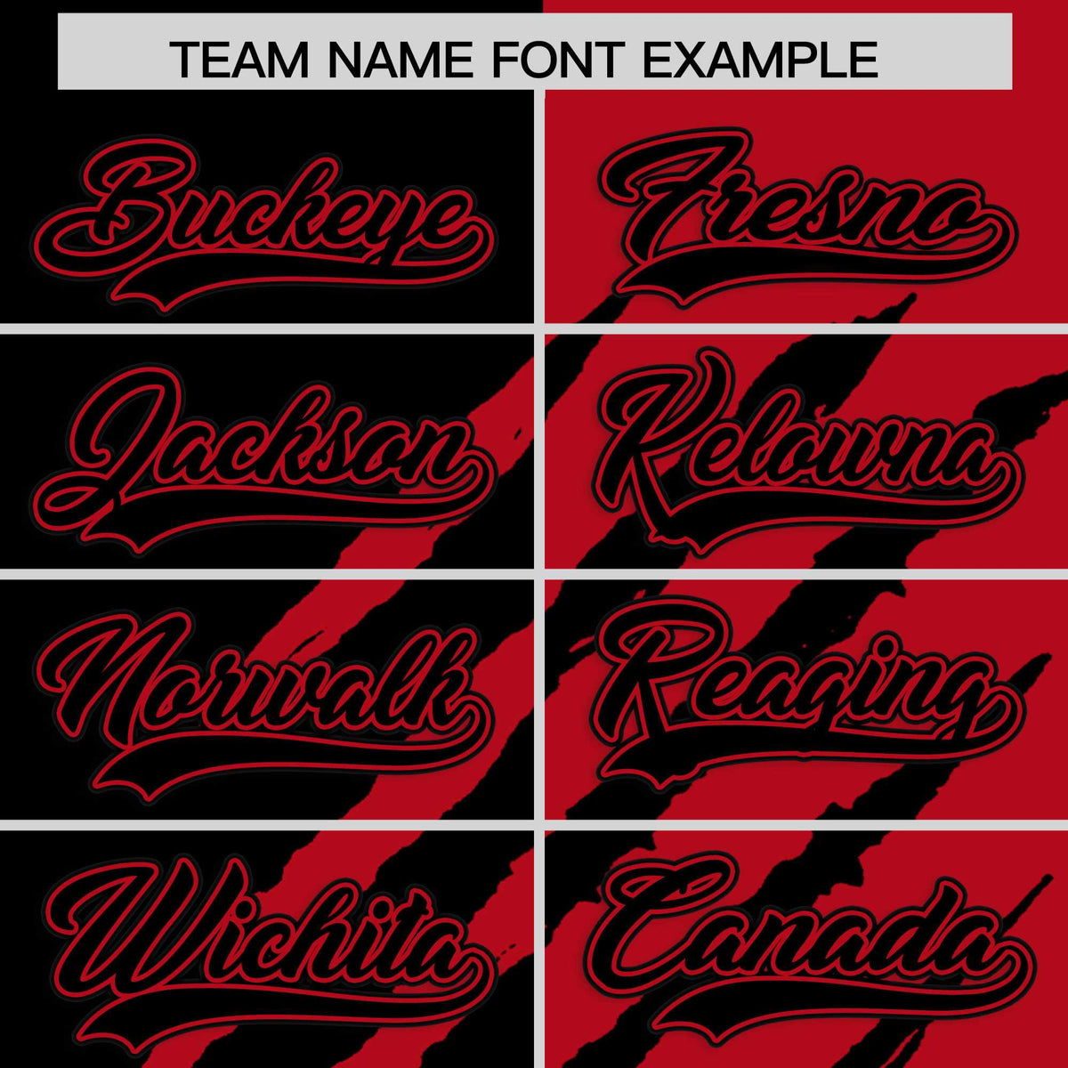 Custom Black Red Split Tiger Claw Scratch Pattern Baseball Jersey