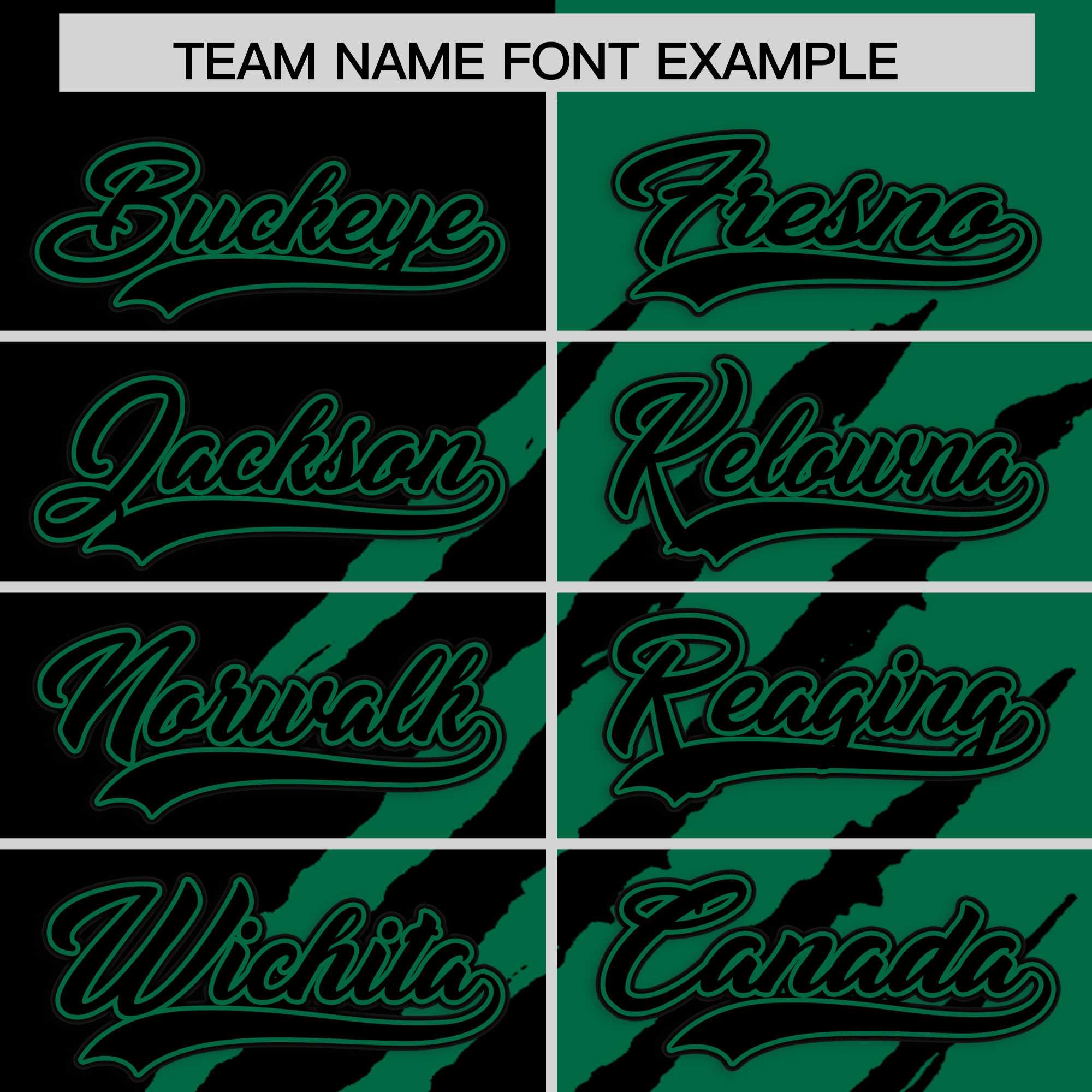 Custom Black Kelly Green Split Tiger Claw Scratch Pattern Baseball Jersey